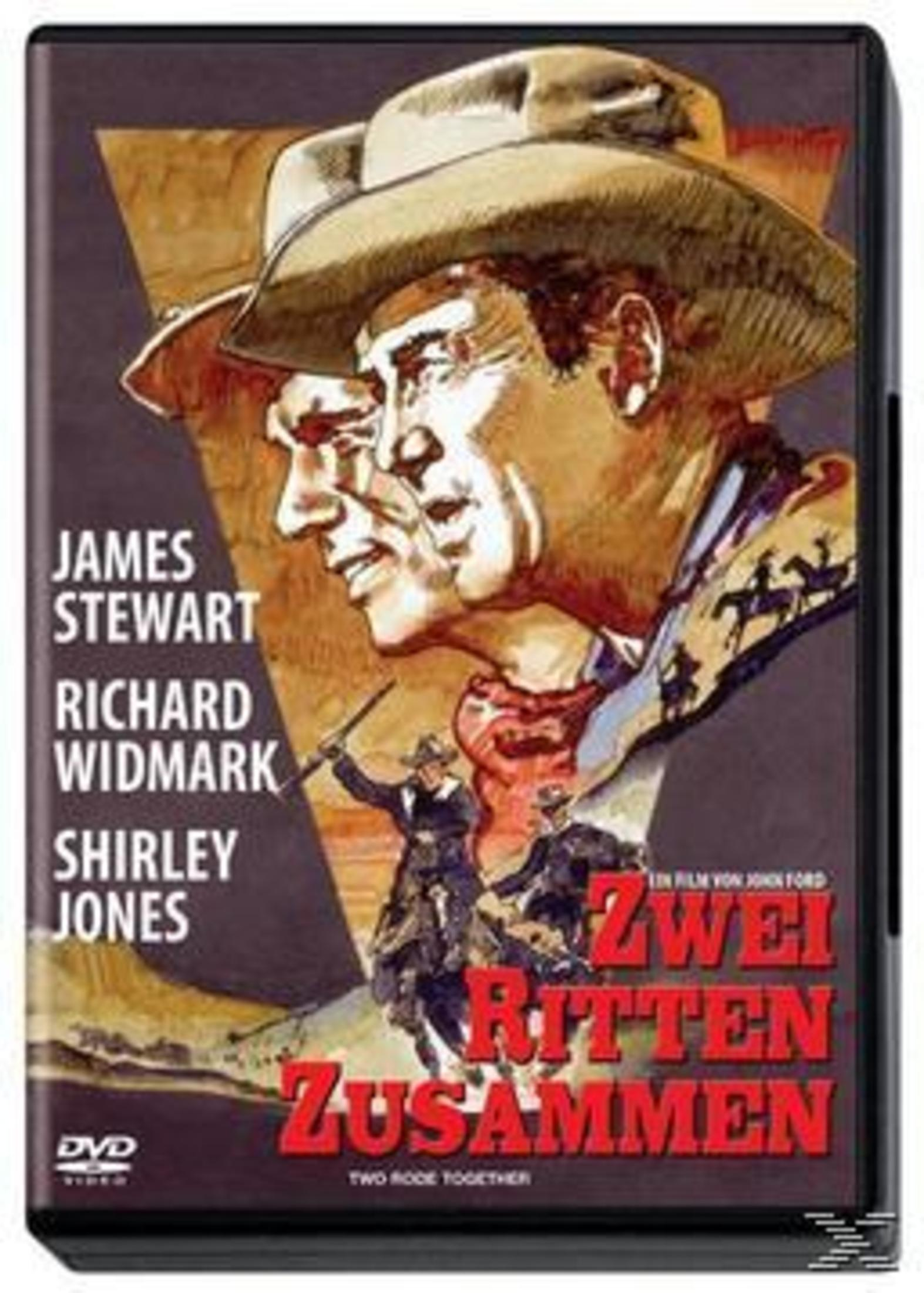 DVD-Cover des Westerns Zwei Ritten Zusammen mit James Stewart und Richard Widmark.