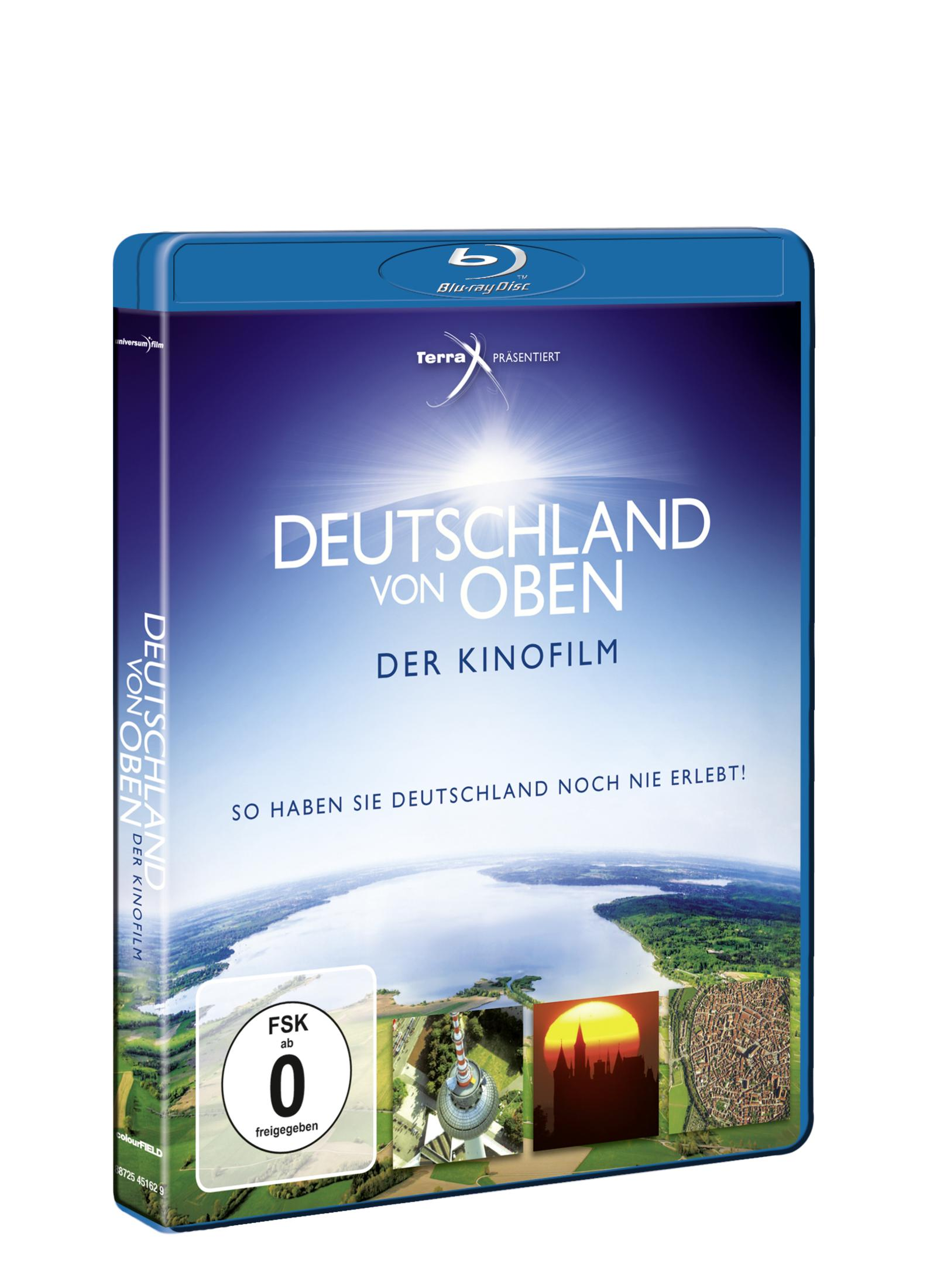 Blu-ray-Hülle des Films "Deutschland von Oben" mit Landschaftsaufnahme und FSK-0-Logo.