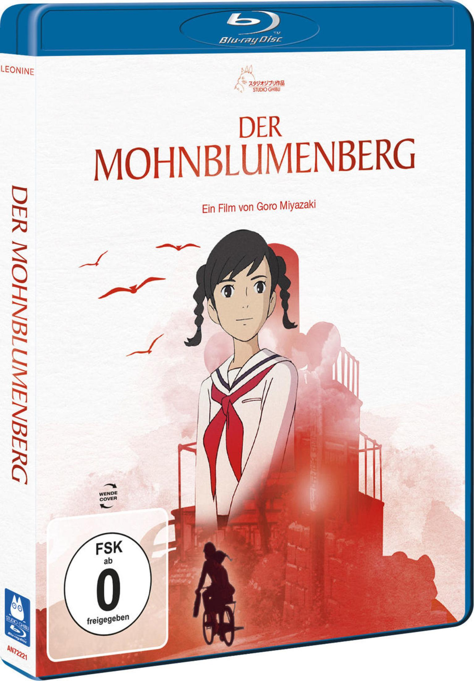Blu-ray-Hülle des Films Der Mohnblumenberg mit einer jungen Frau in Schuluniform und fliegenden Vögeln.