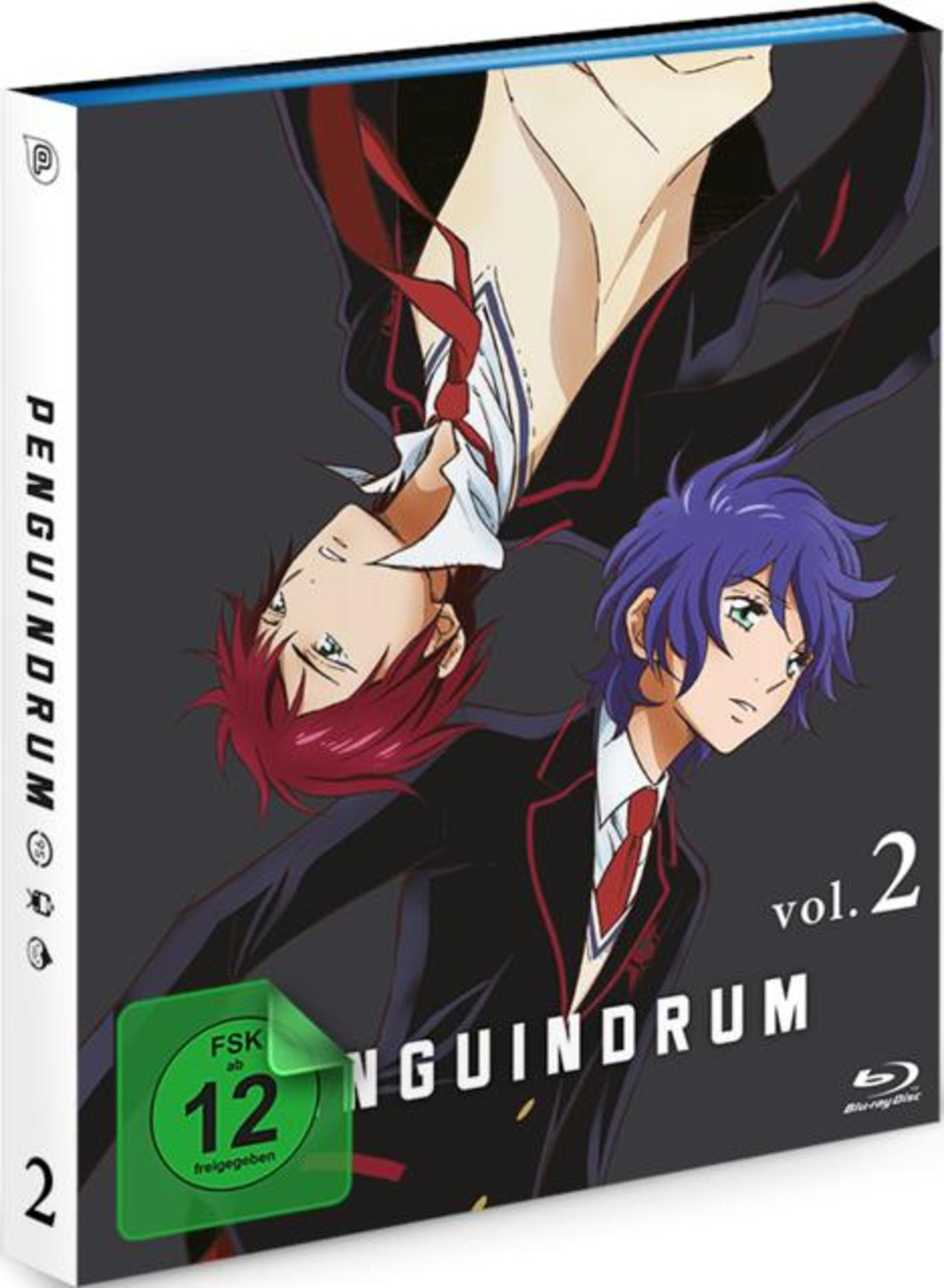 Blu-ray-Hülle von Penguindrum Vol. 2 mit zwei Anime-Charakteren.