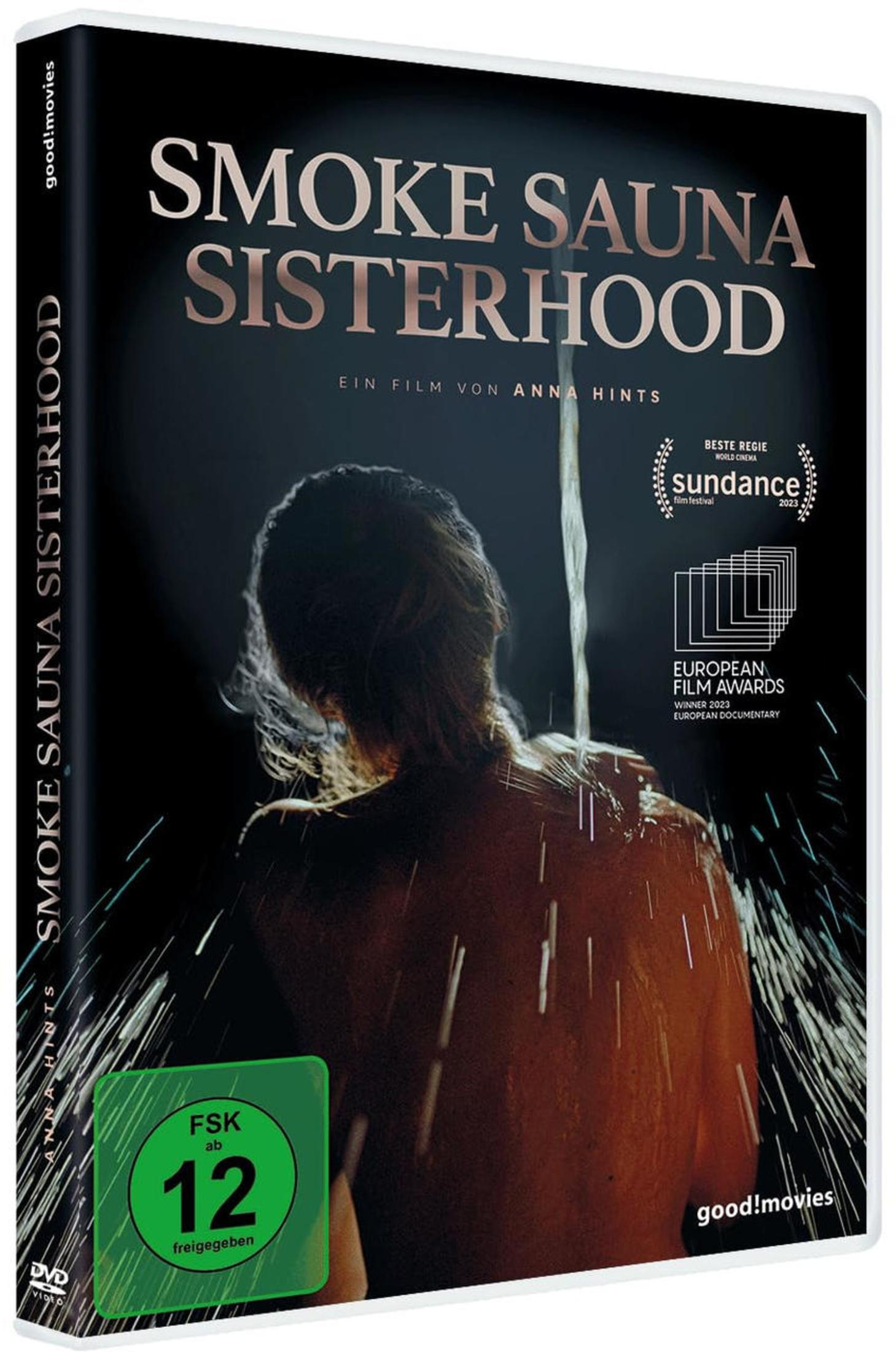 DVD-Cover von Smoke Sauna Sisterhood mit einer nackten Frau im Dampf und Filmauszeichnungen.
