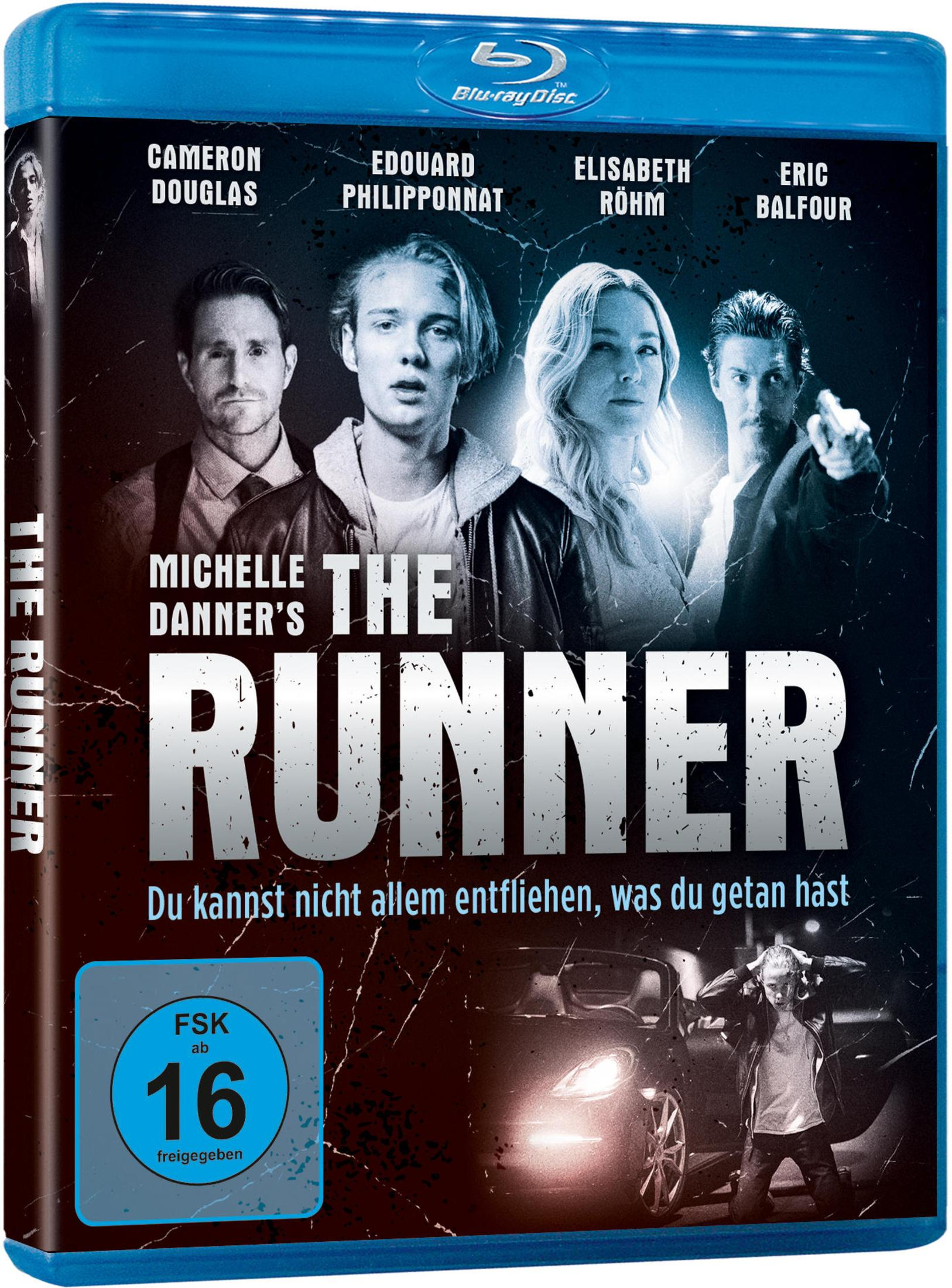 Blu-ray-Cover von The Runner mit vier Schauspielern, einem Auto und FSK-16-Logo.
