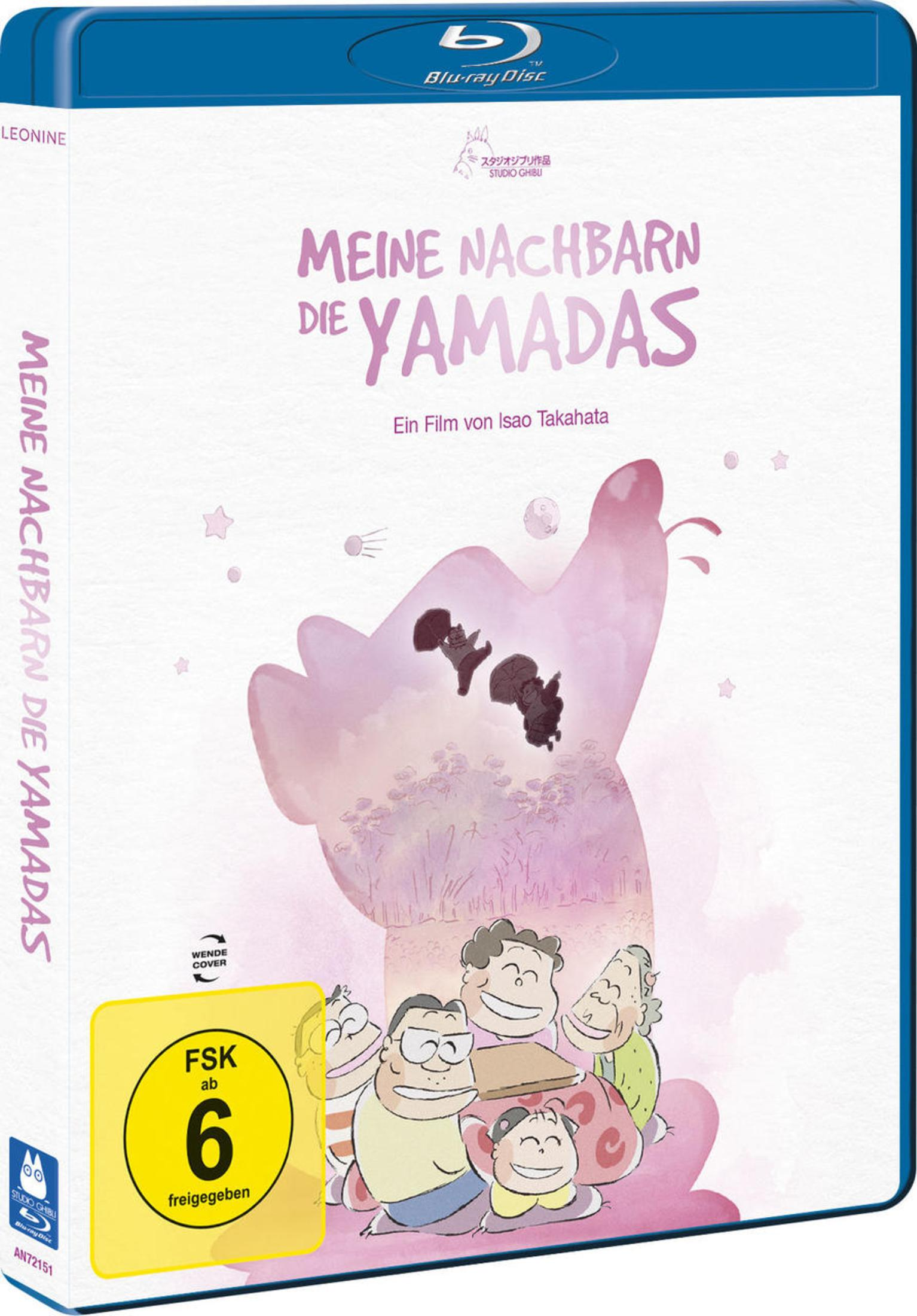 Blu-ray Cover von Meine Nachbarn die Yamadas mit Zeichentrickfiguren und einem FSK 6-Zeichen.
