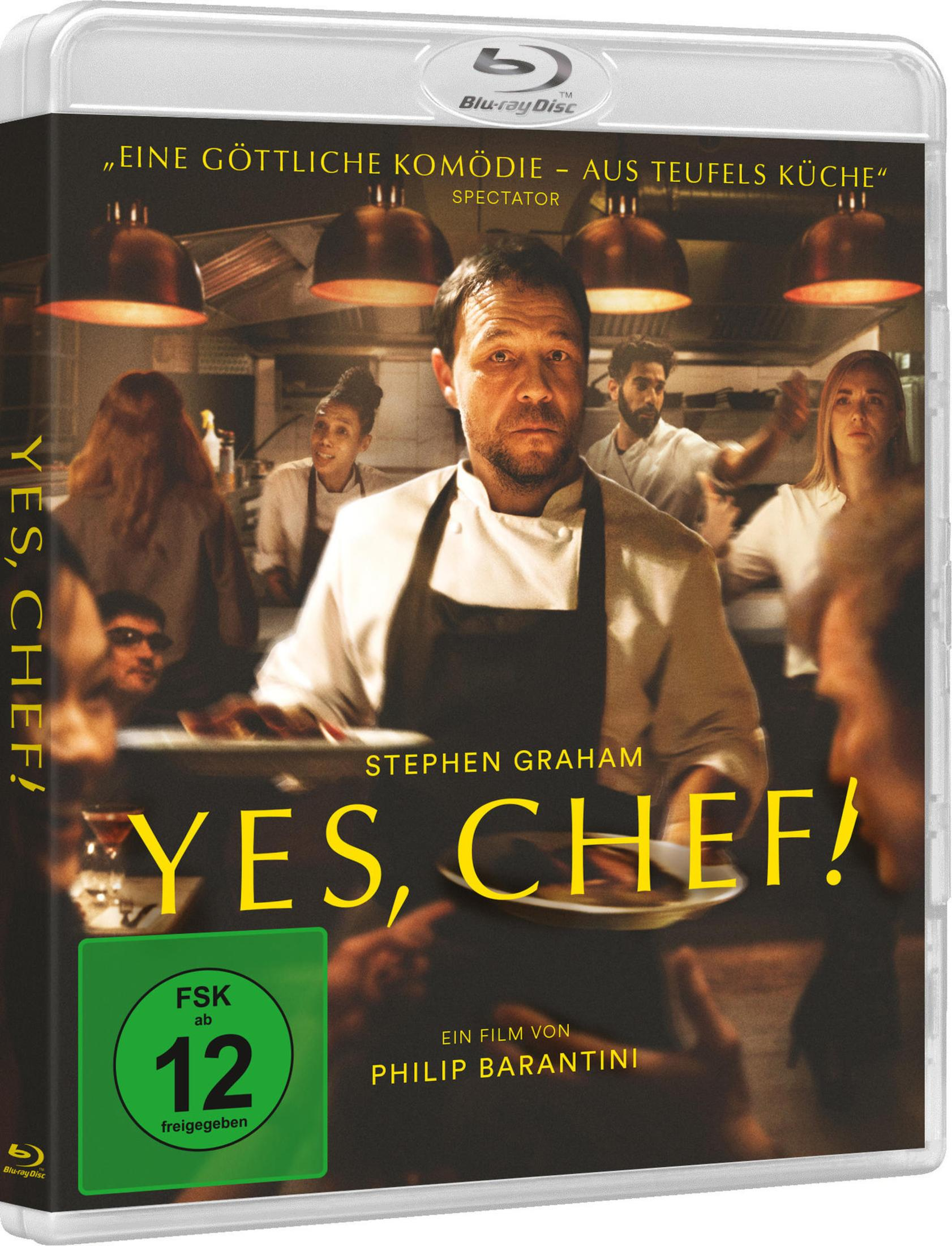 Blu-Ray-Hülle des Films Yes, Chef! mit Stephen Graham als Koch in einer geschäftigen Restaurantküche.