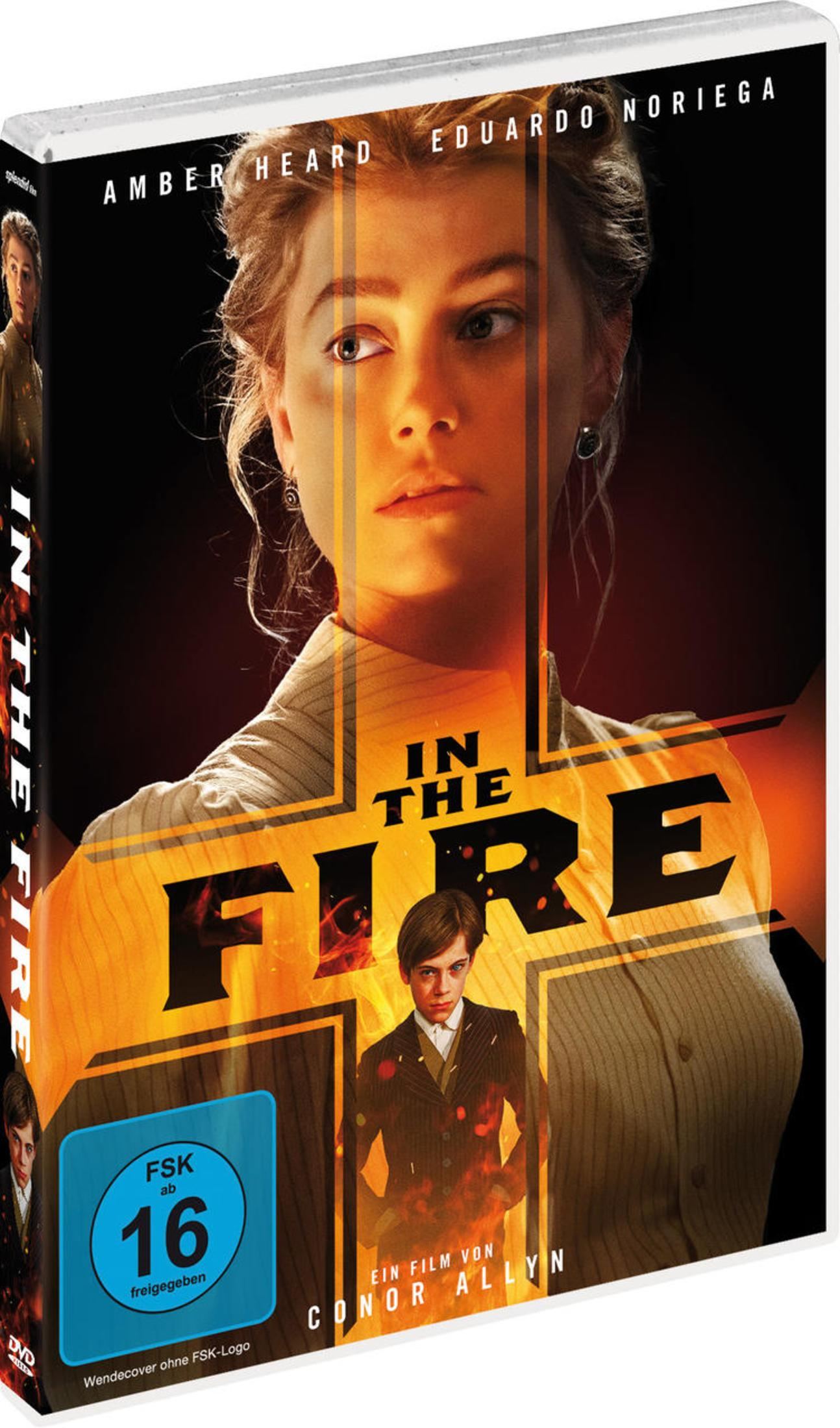 DVD-Cover von In the Fire mit Amber Heard und Eduardo Noriega vor einem feurigen Kreuz.