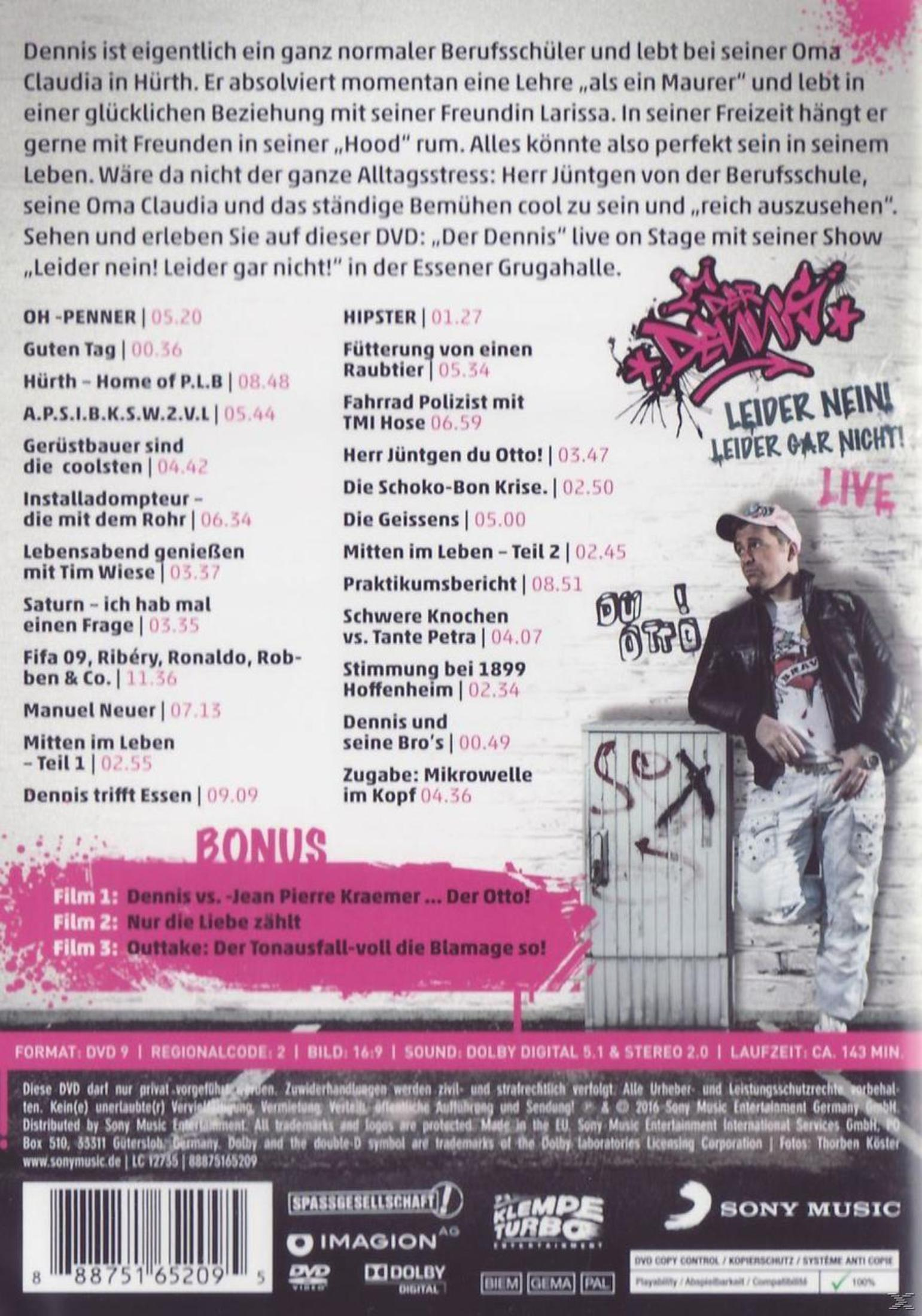 Rückseite einer DVD Hülle mit Tracklist, Texten und einem Bild von einem Mann vor einer Graffiti-Wand.