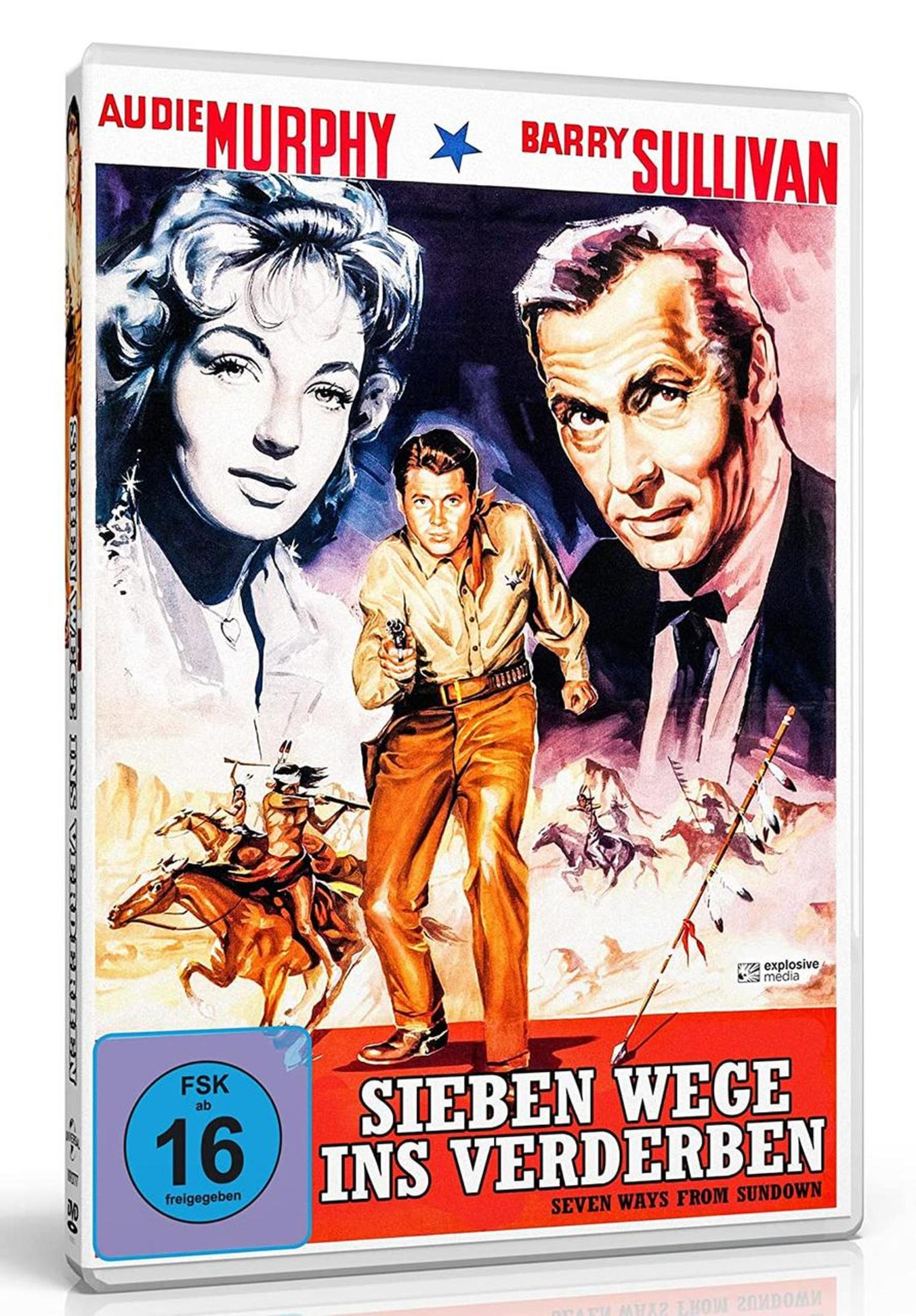 DVD-Cover des Westernfilms Sieben Wege ins Verderben mit Audie Murphy und Barry Sullivan.