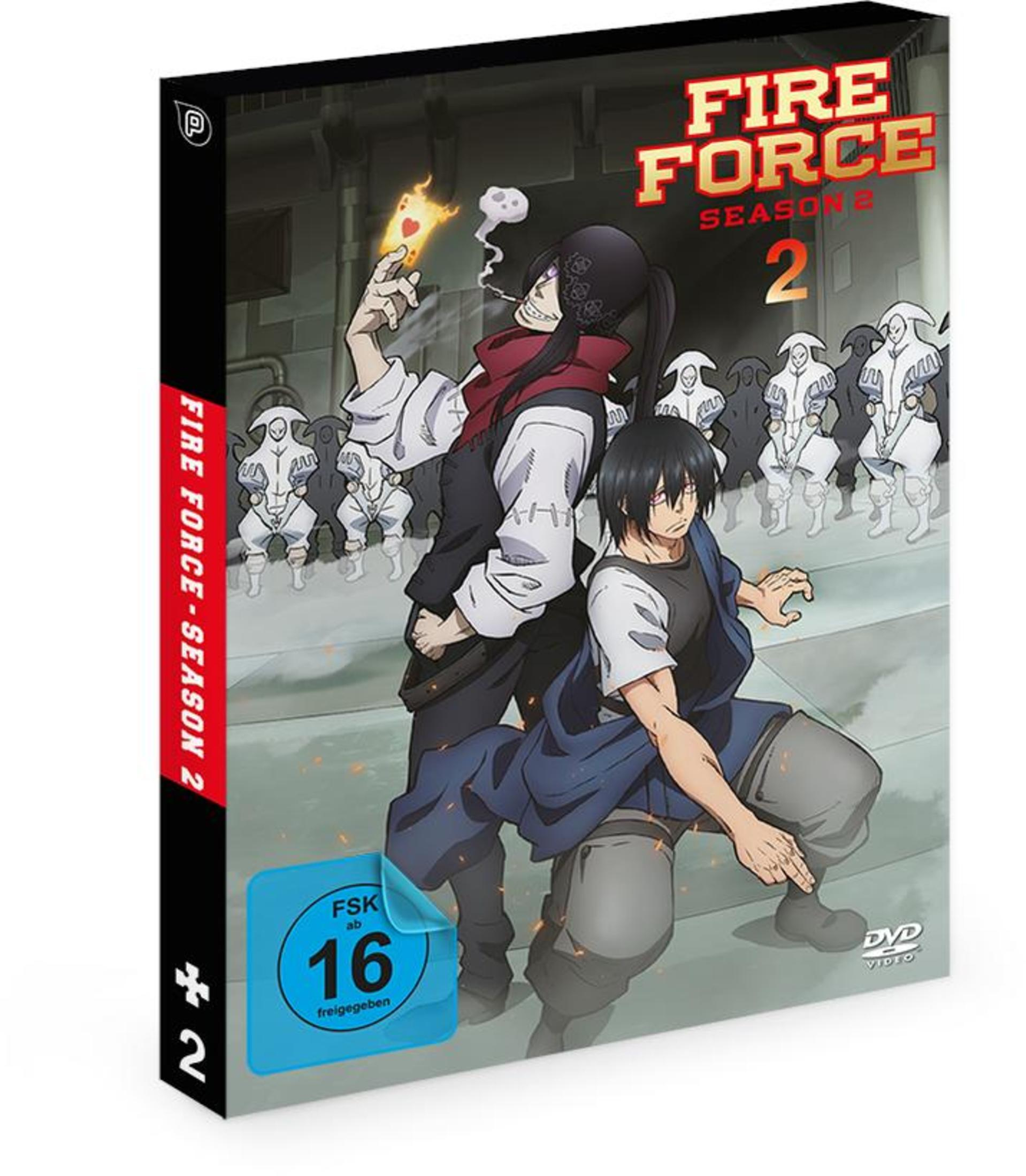 DVD-Hülle für Fire Force Staffel 2 mit Anime-Charakteren und FSK-16-Altersfreigabe.