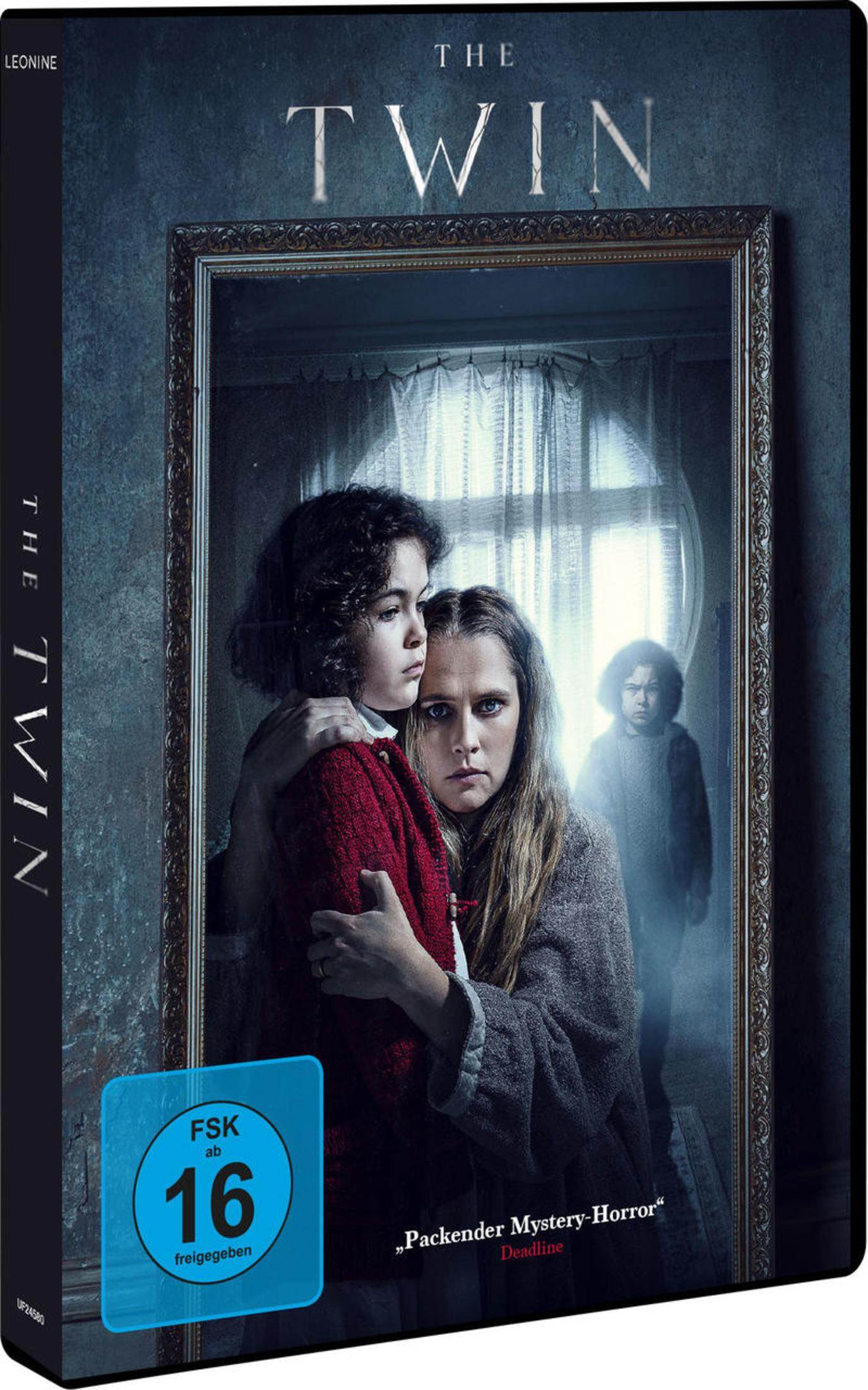 DVD-Hülle des Horrorfilms The Twin mit einer Mutter und zwei Kindern in einem düsteren Raum.