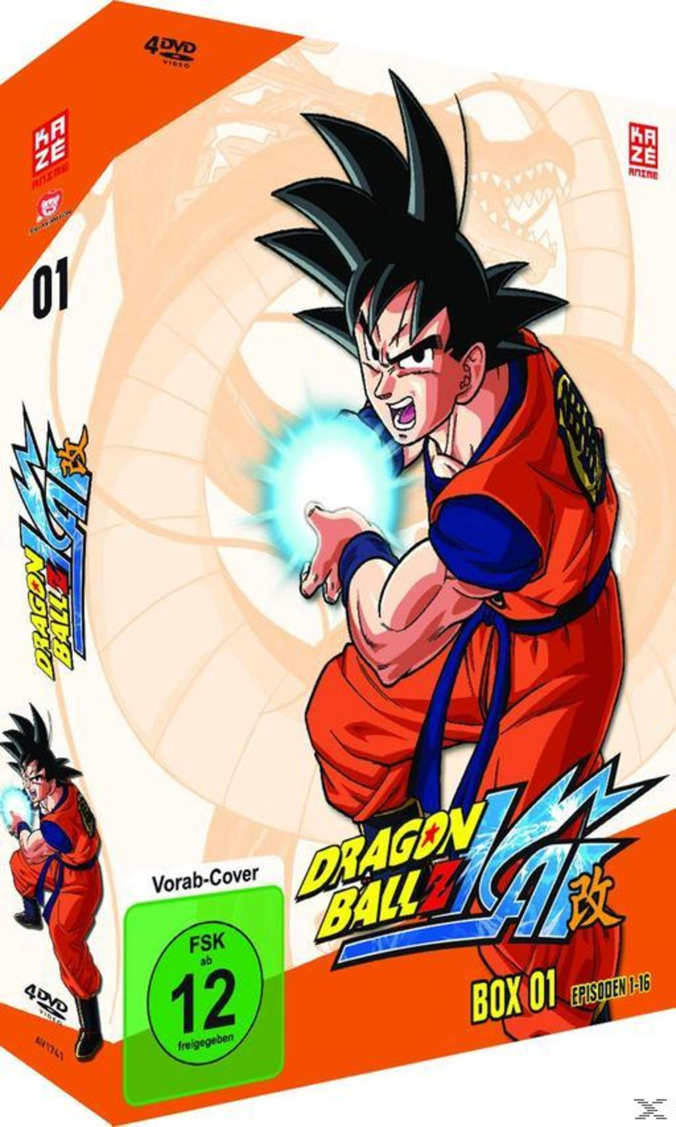 Dragon Ball Z Kai DVD Box 1 Cover mit Goku der eine Energie-Kugel hält.