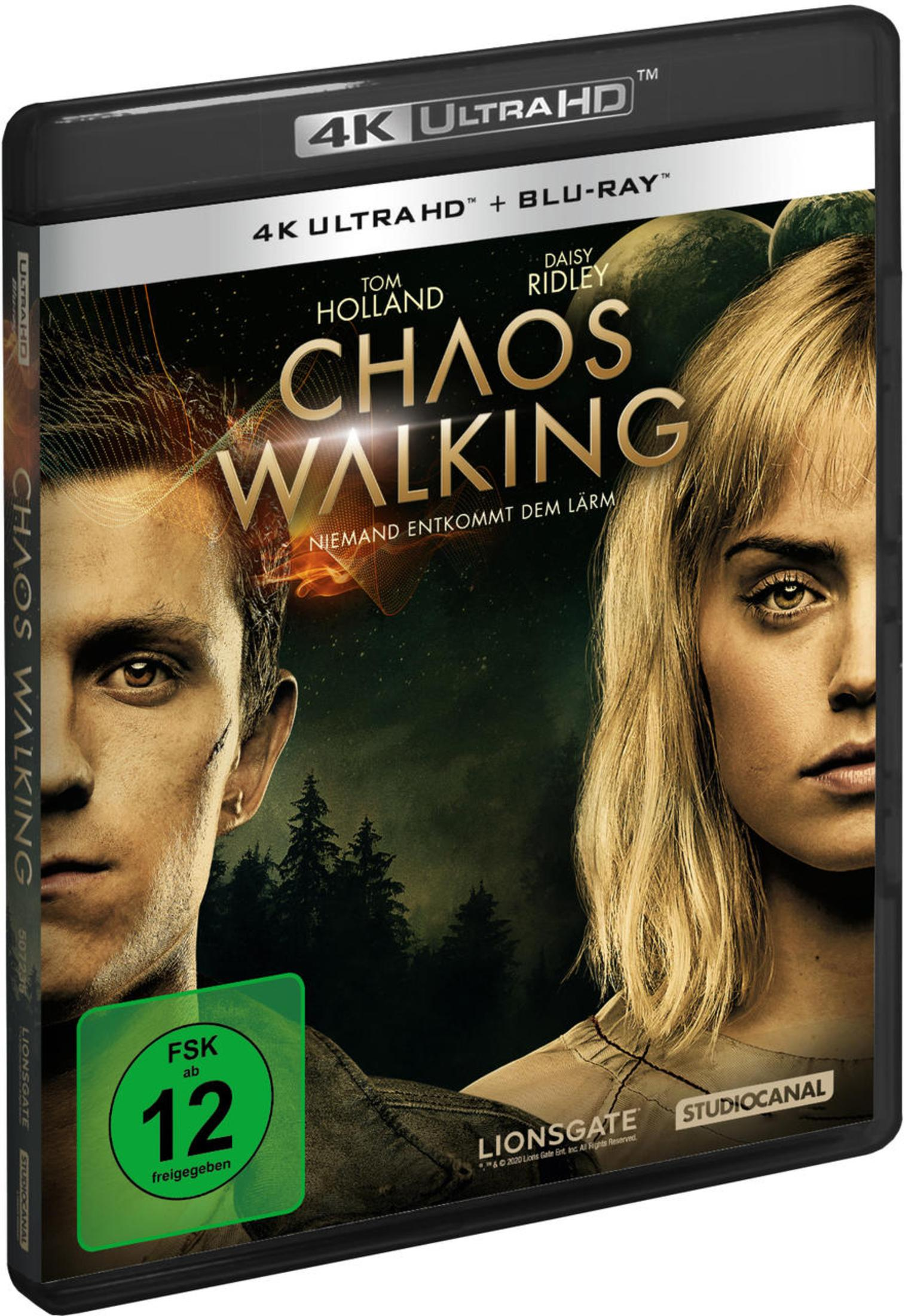 Chaos Walking 4K Ultra HD und Blu-ray Hülle mit Tom Holland und Daisy Ridley.