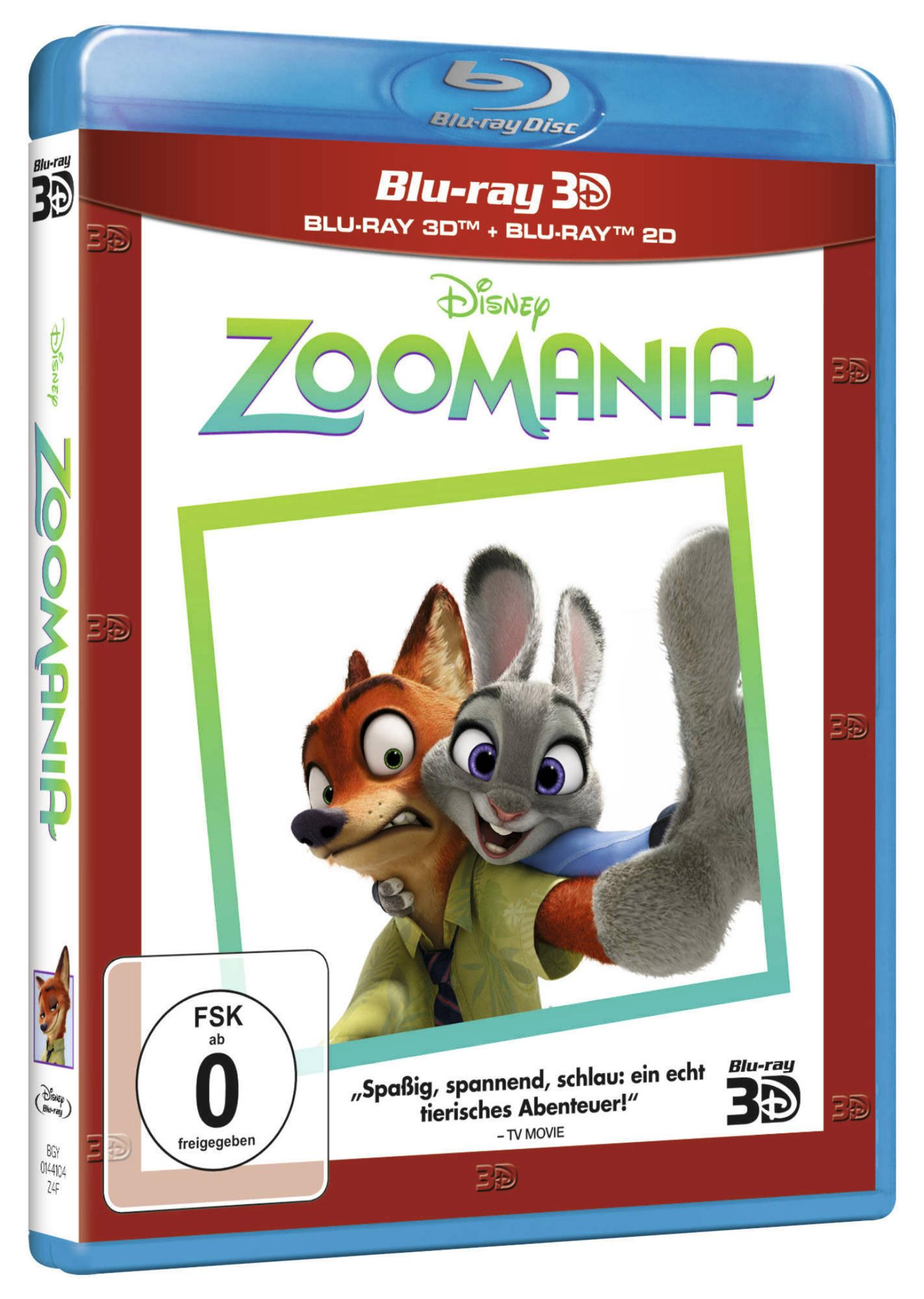 Blu-ray-Hülle des Disney-Films Zoomania mit Fuchs Nick und Hase Judy.