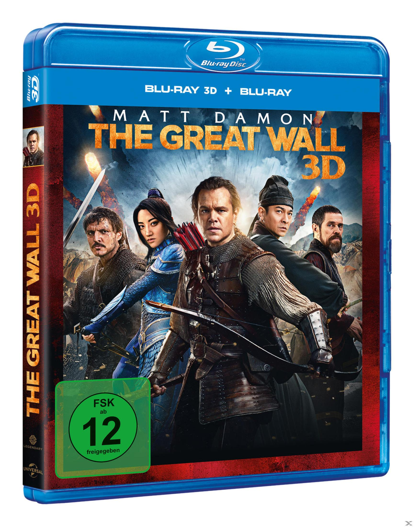 Blu-ray-Hülle des Films The Great Wall mit Matt Damon und anderen Hauptdarstellern vor einer Bergkulisse.