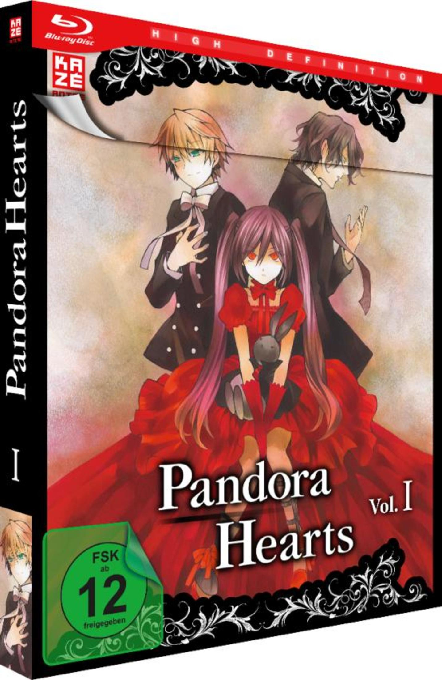 Anime-Cover mit drei Figuren: einem Mädchen in Rot mit einem Hasen und zwei Männern im Hintergrund.
