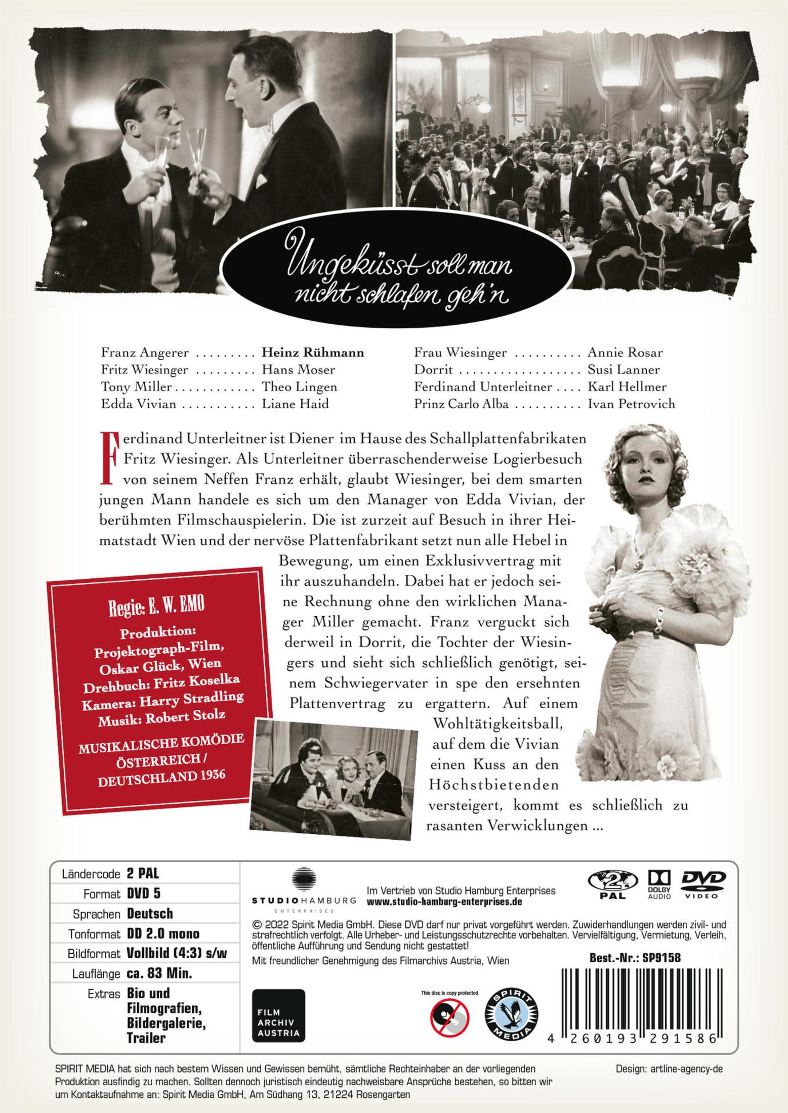 DVD-Cover des Films Ungeküsst soll man nicht schlafen gehn mit historischen Szenenfotos und Cast-Liste.