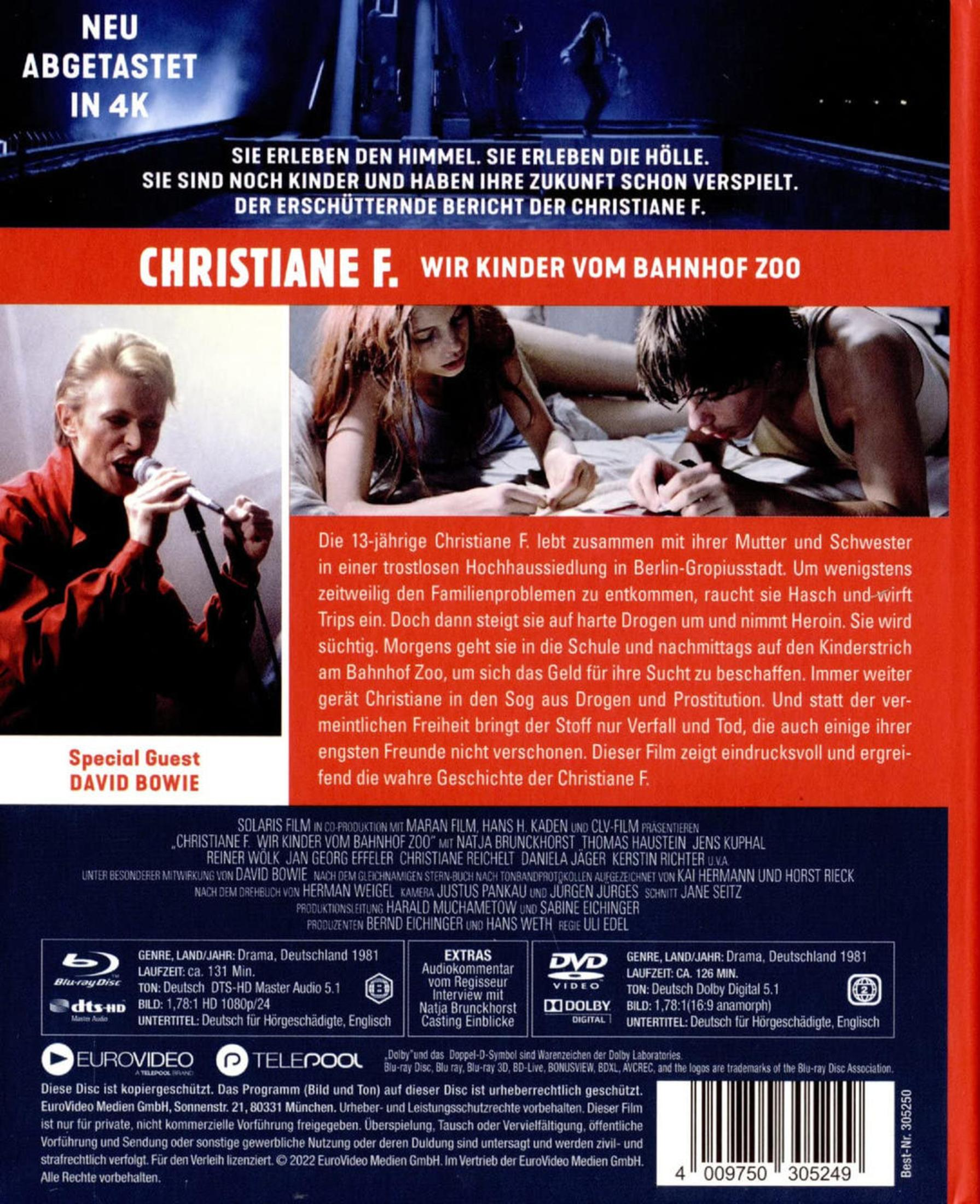 DVD-Hülle des Films Christiane F. – Wir Kinder vom Bahnhof Zoo mit Text und Szenenbildern.