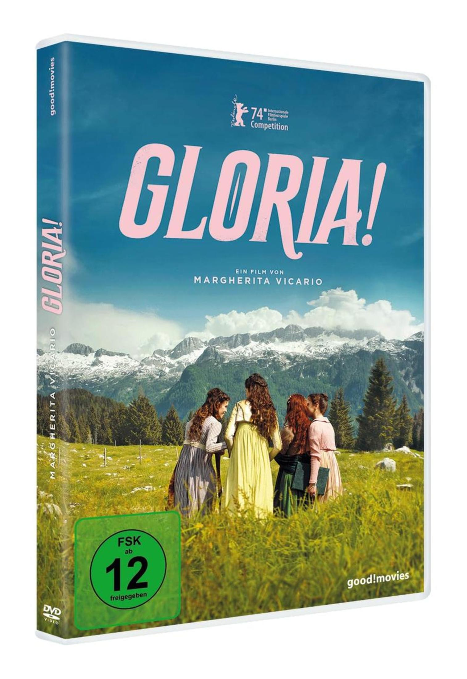 DVD-Hülle von Gloria! mit vier Frauen in historischen Kleidern auf einer Wiese vor einer Bergkulisse.