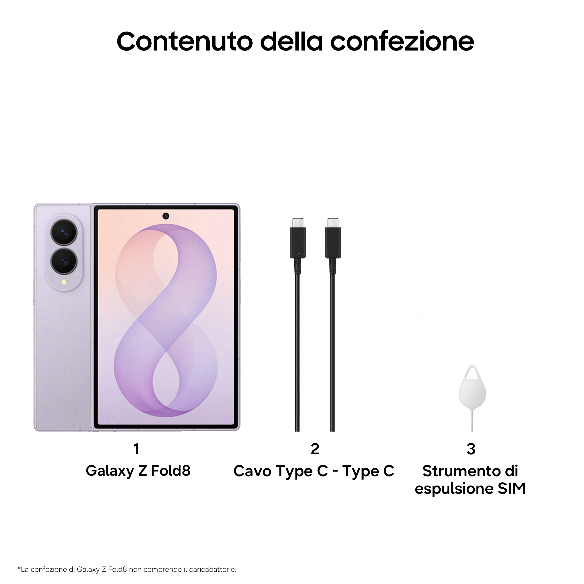 Contenu: Galaxy Z Fold8, câble Type-C vers Type-C et outil d'éjection SIM.