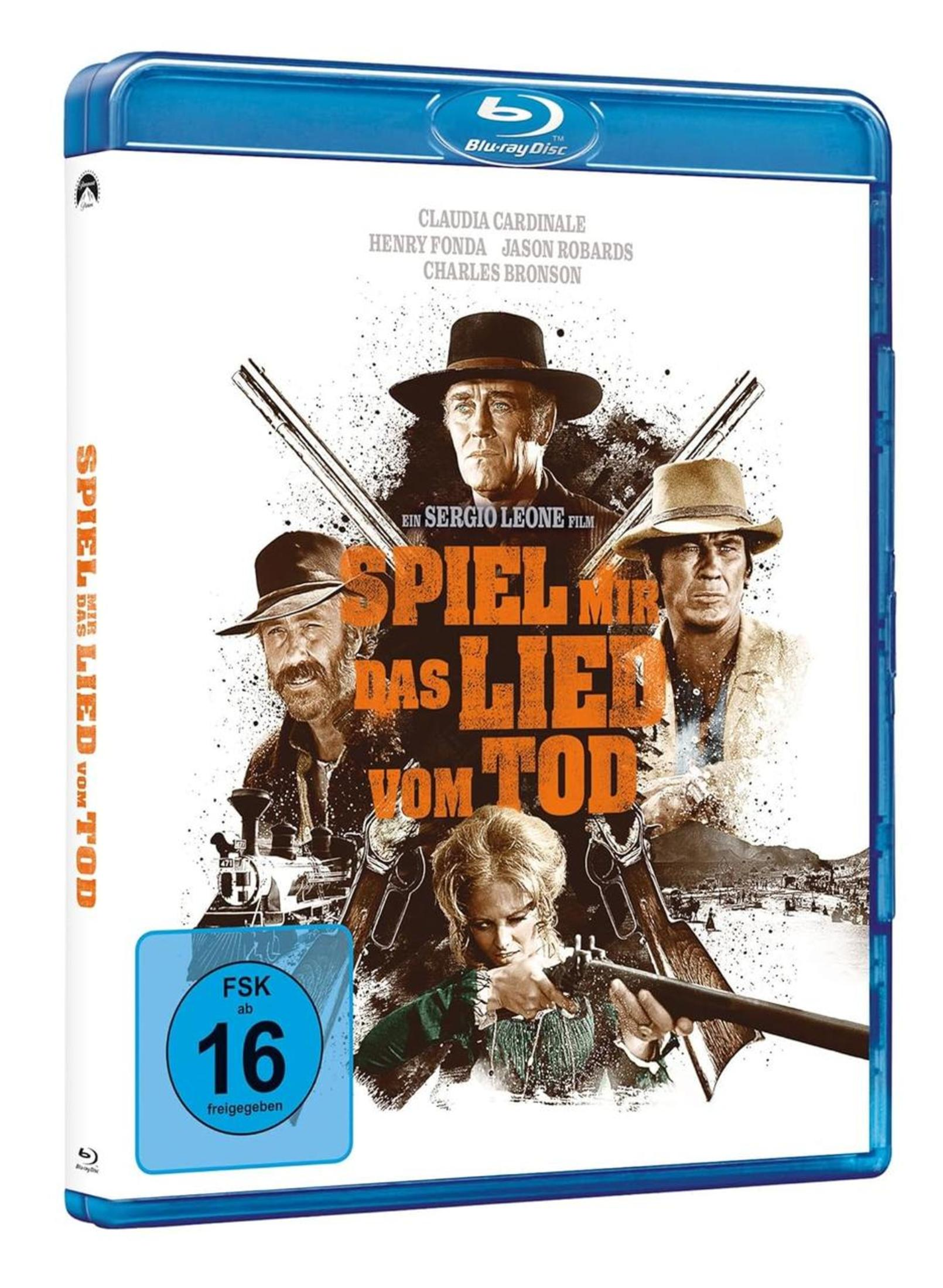 Blu-ray-Hülle des Western-Klassikers Spiel mir das Lied vom Tod mit vier Hauptdarstellern und FSK 16.