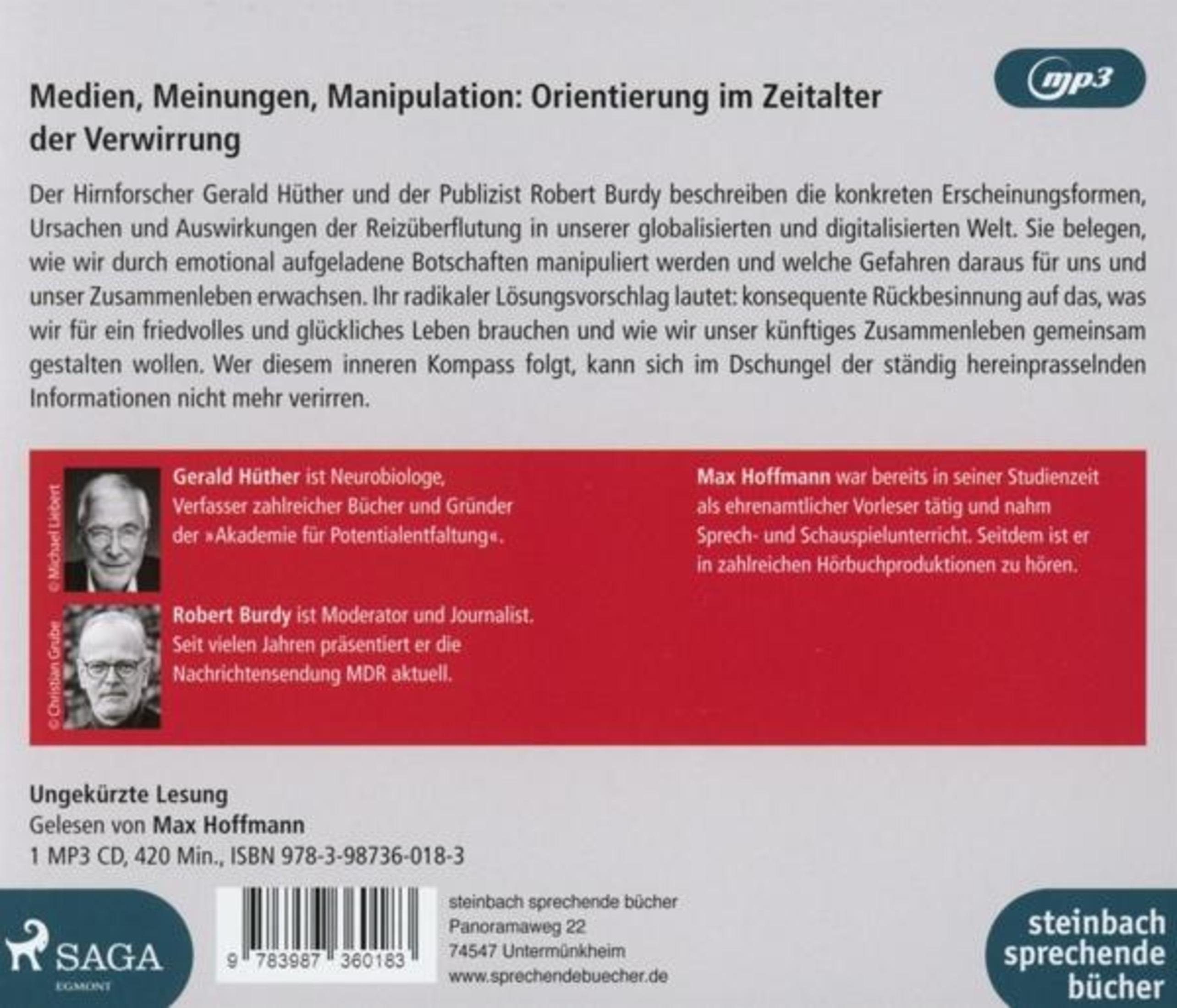 Rückseite einer MP3-CD-Hülle mit Text, Autorenporträts, Barcode und Verlagslogos.