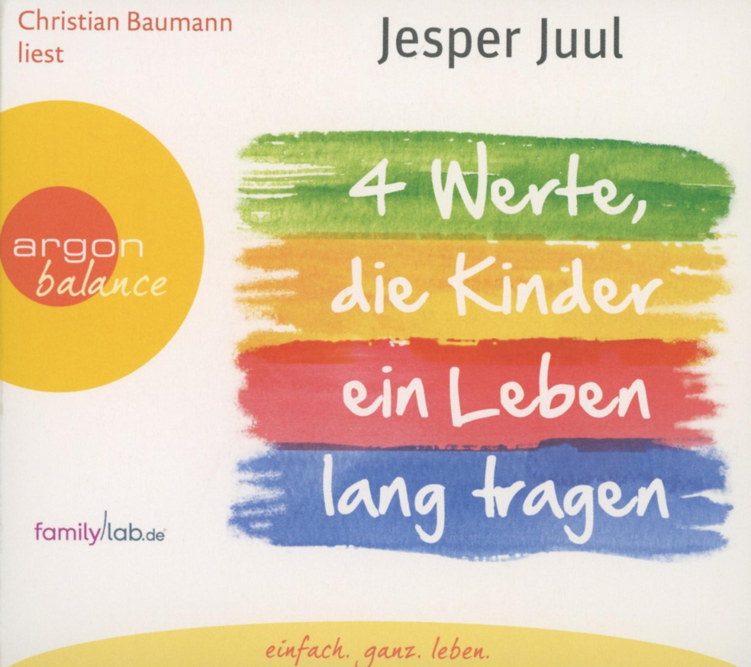 CD-Cover mit Jesper Juuls Buchtitel auf bunten Balken.