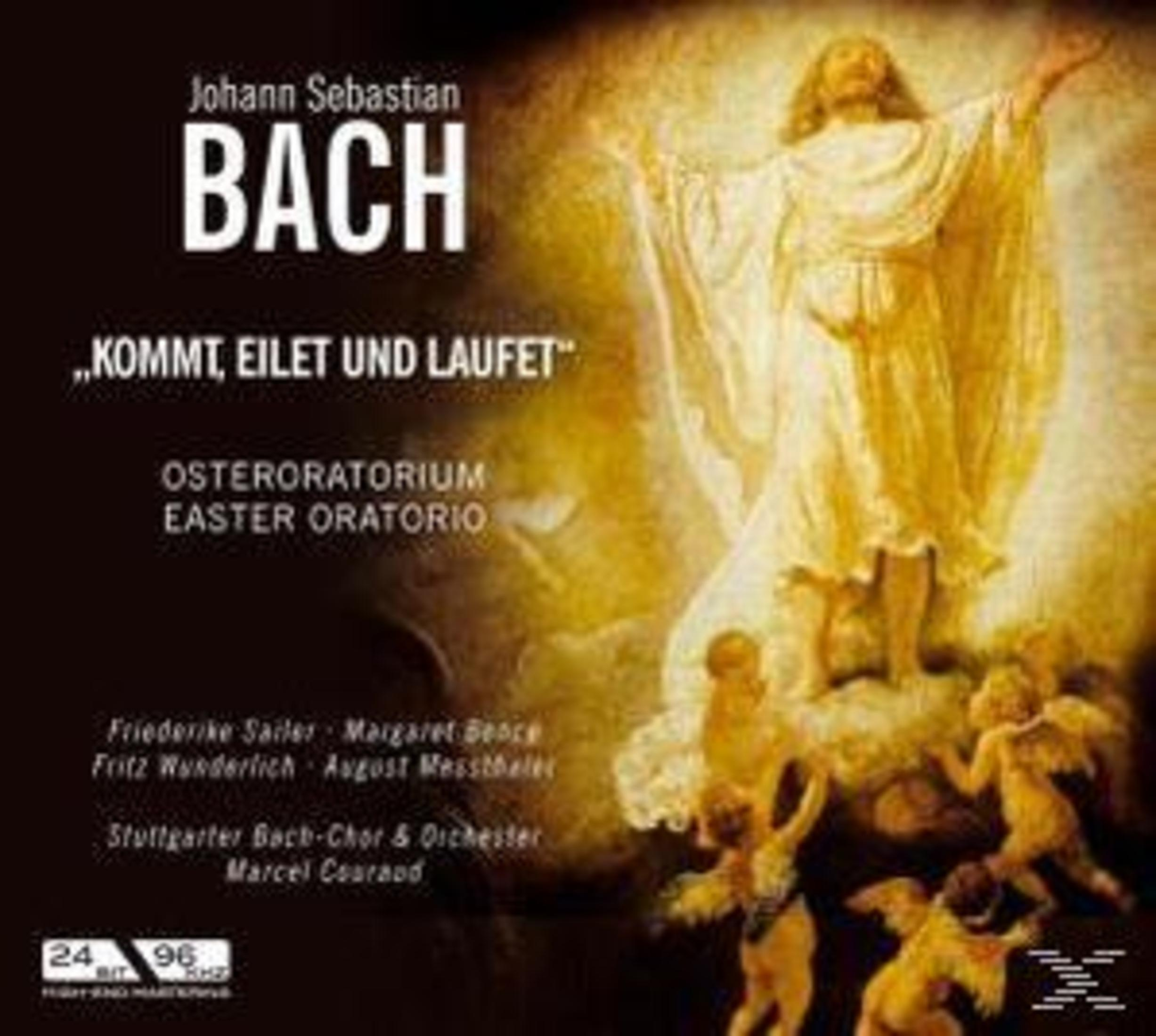 Albumcover für Johann Sebastian Bachs Ostersoratorium, mit einem Gemälde von Jesus und Engeln.