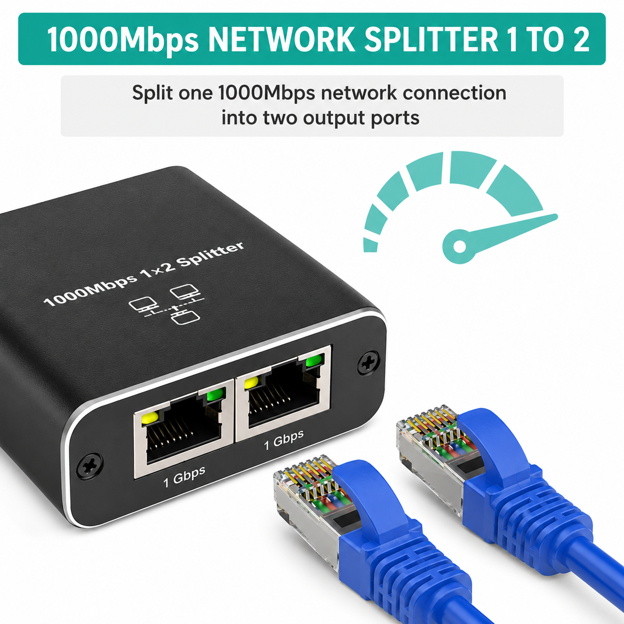 ELCOSTAR Ethernet Splitter (1000 Mbps) - 1 auf 2 Ethernet-Splitter