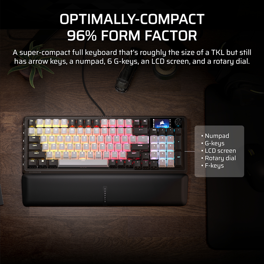 TASTIERA GAMING CORSAIR VANGUARD 96, QWERTZ, USB-C, Bianco/Nero