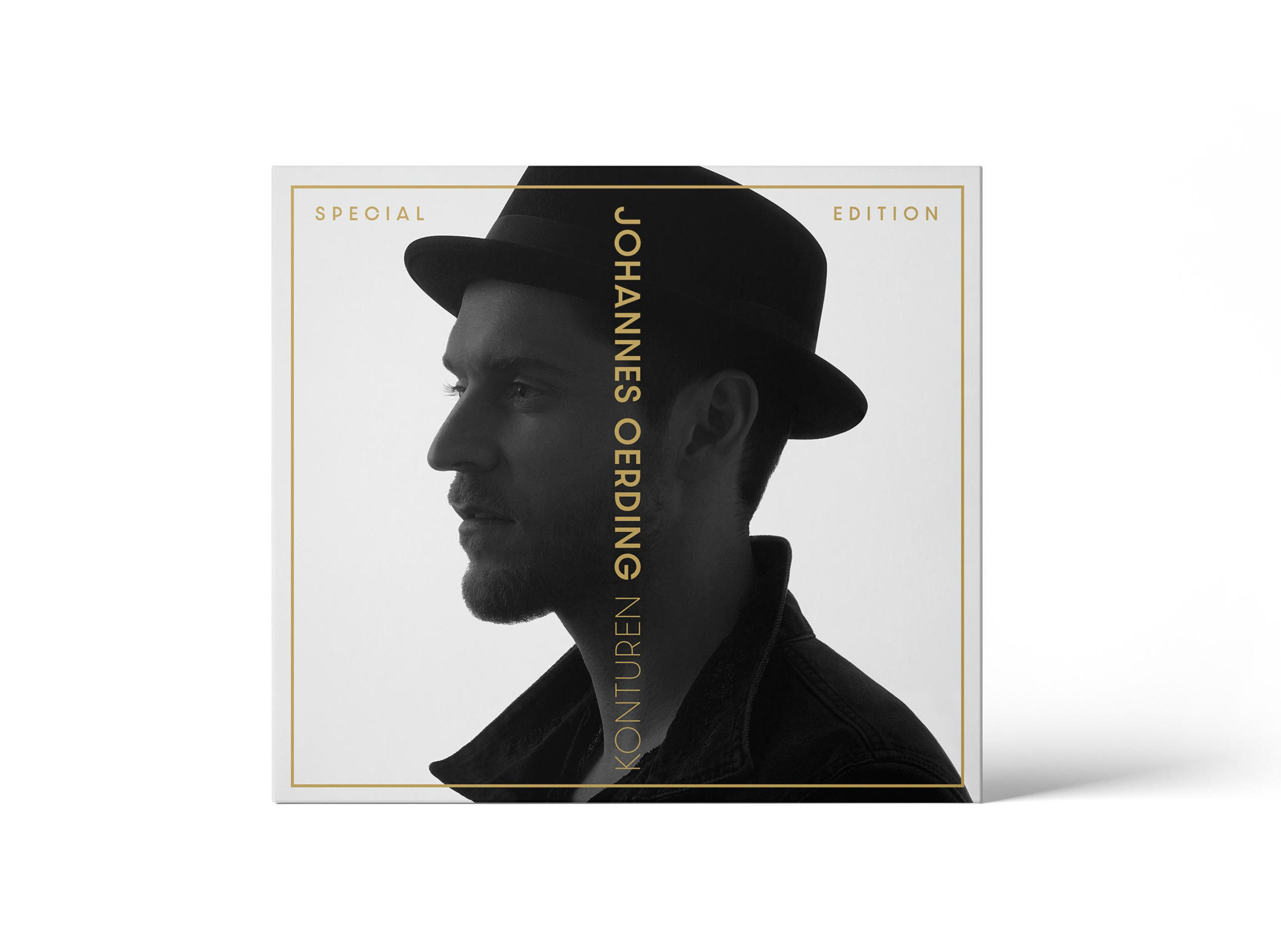 Albumcover mit einem Mann im Profil mit Hut und Bart, Text Special Edition Konturen.