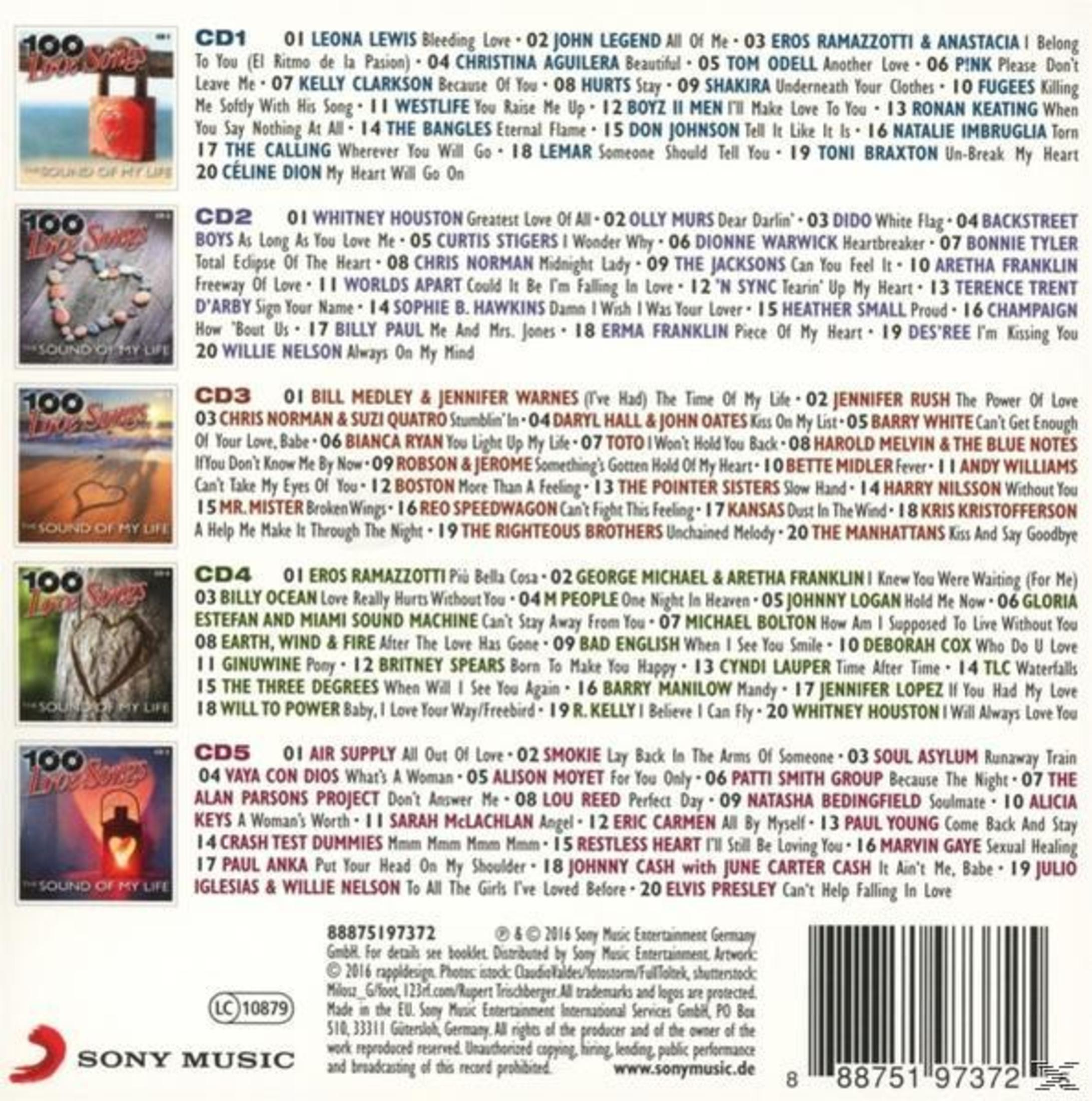 Rückseite einer CD-Hülle mit Titelliste und Sony-Music-Logo.