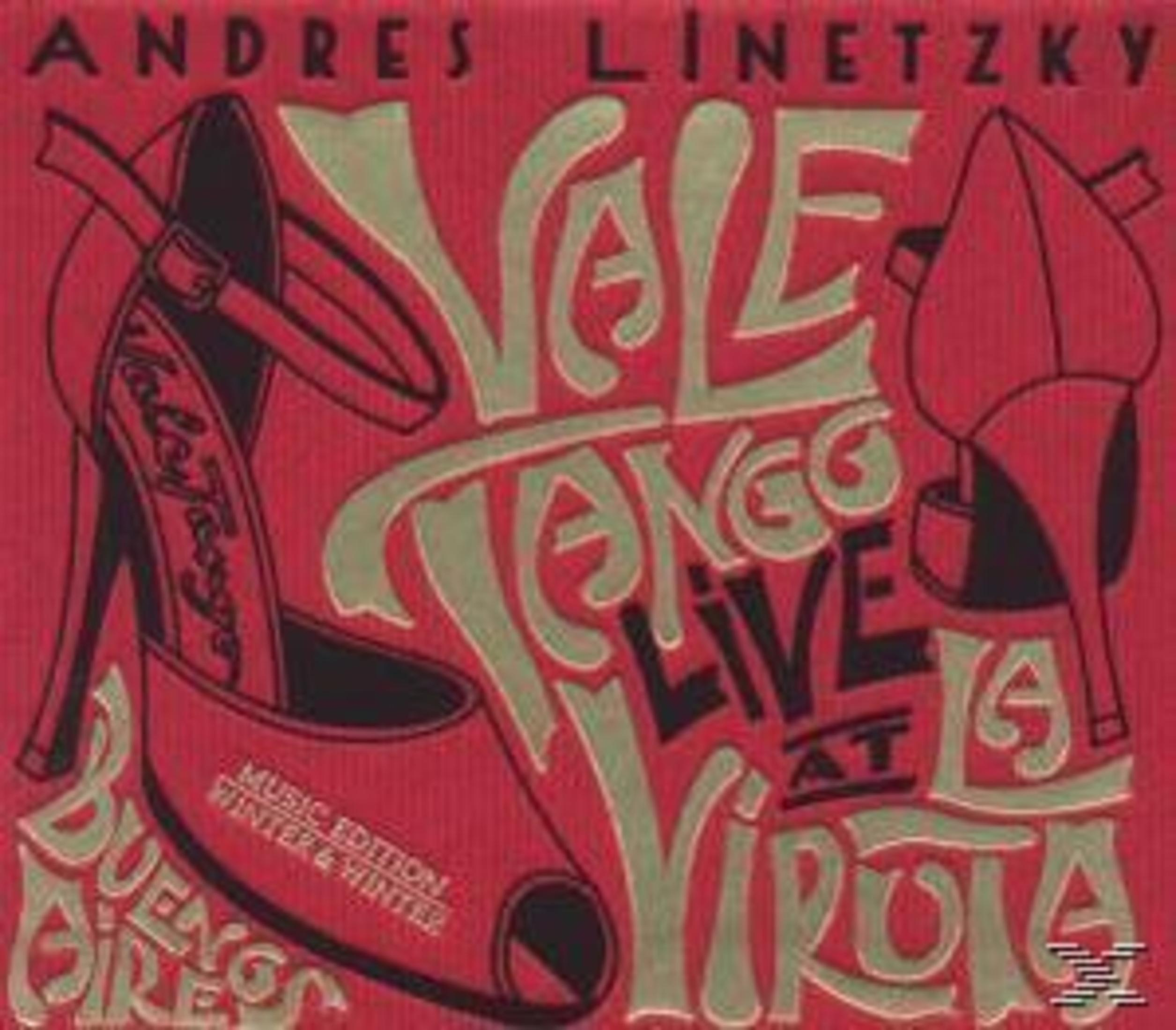 Rotes Albumcover mit zwei tanzschuhen und dem Text Vale Tango Live at La Viruta.