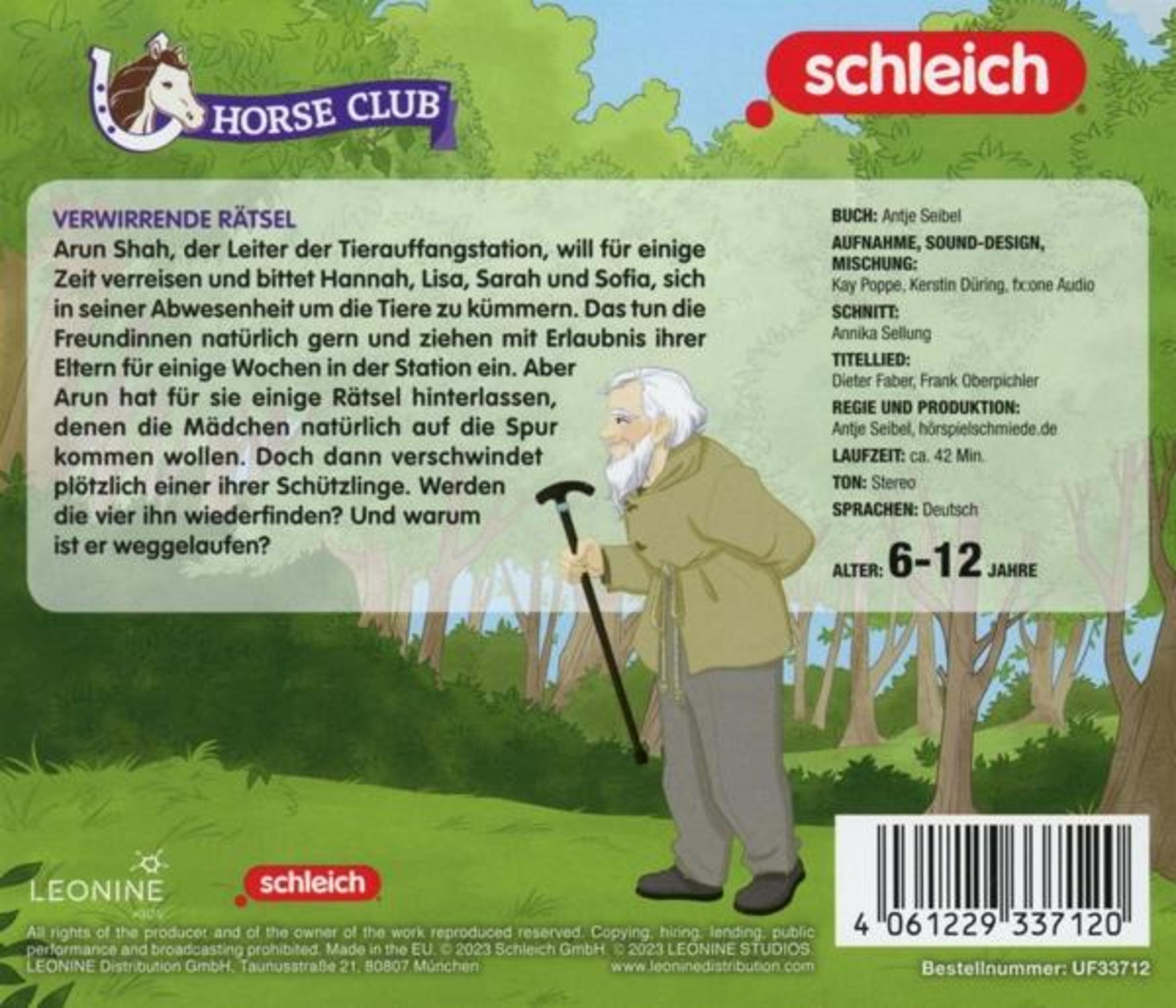 Ein älterer Mann mit Gehstock steht auf Gras, umgeben von Text und Logos.