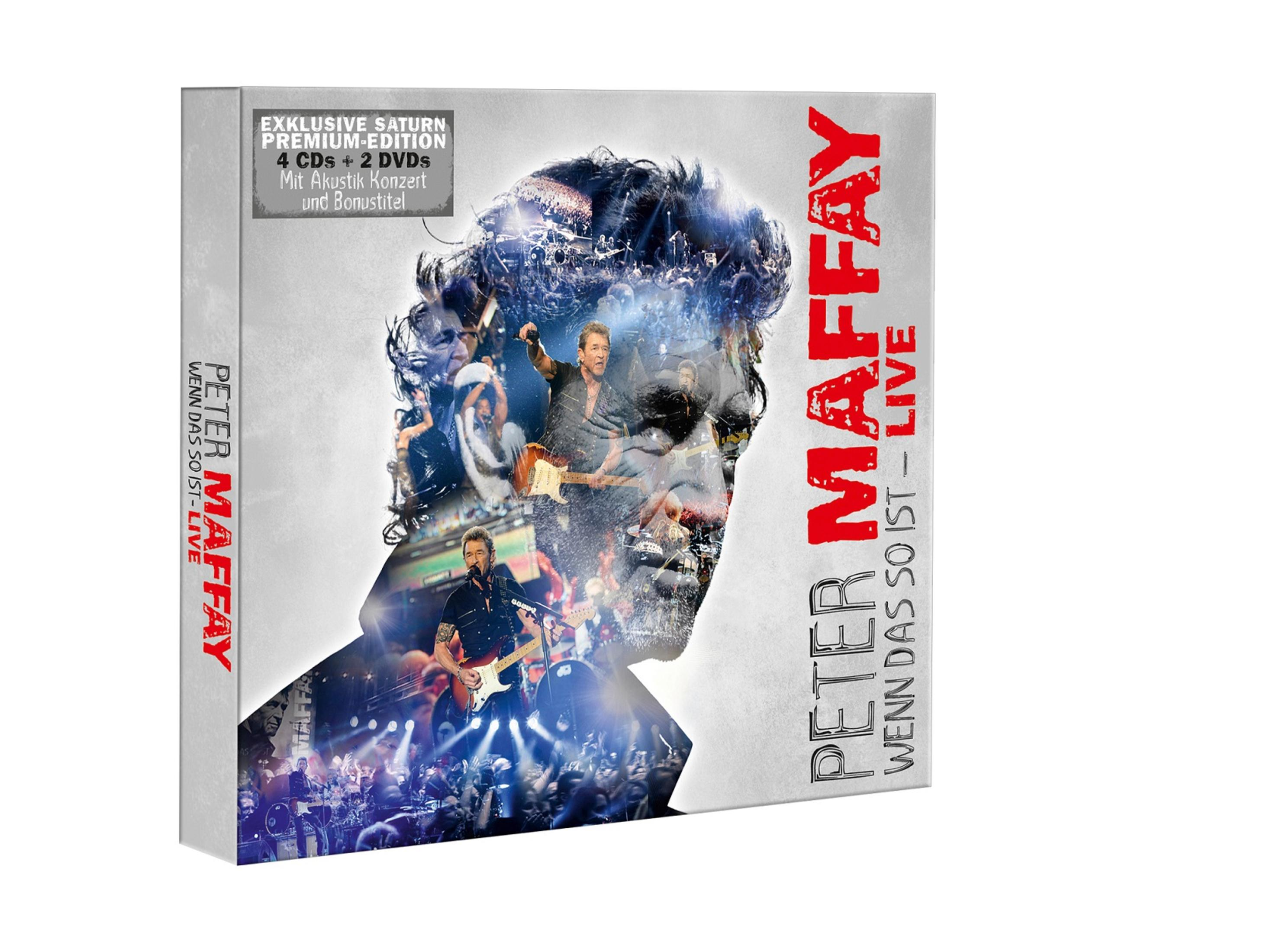CD-Box von Peter Maffay Live mit Konzertfotos in seiner Silhouette.