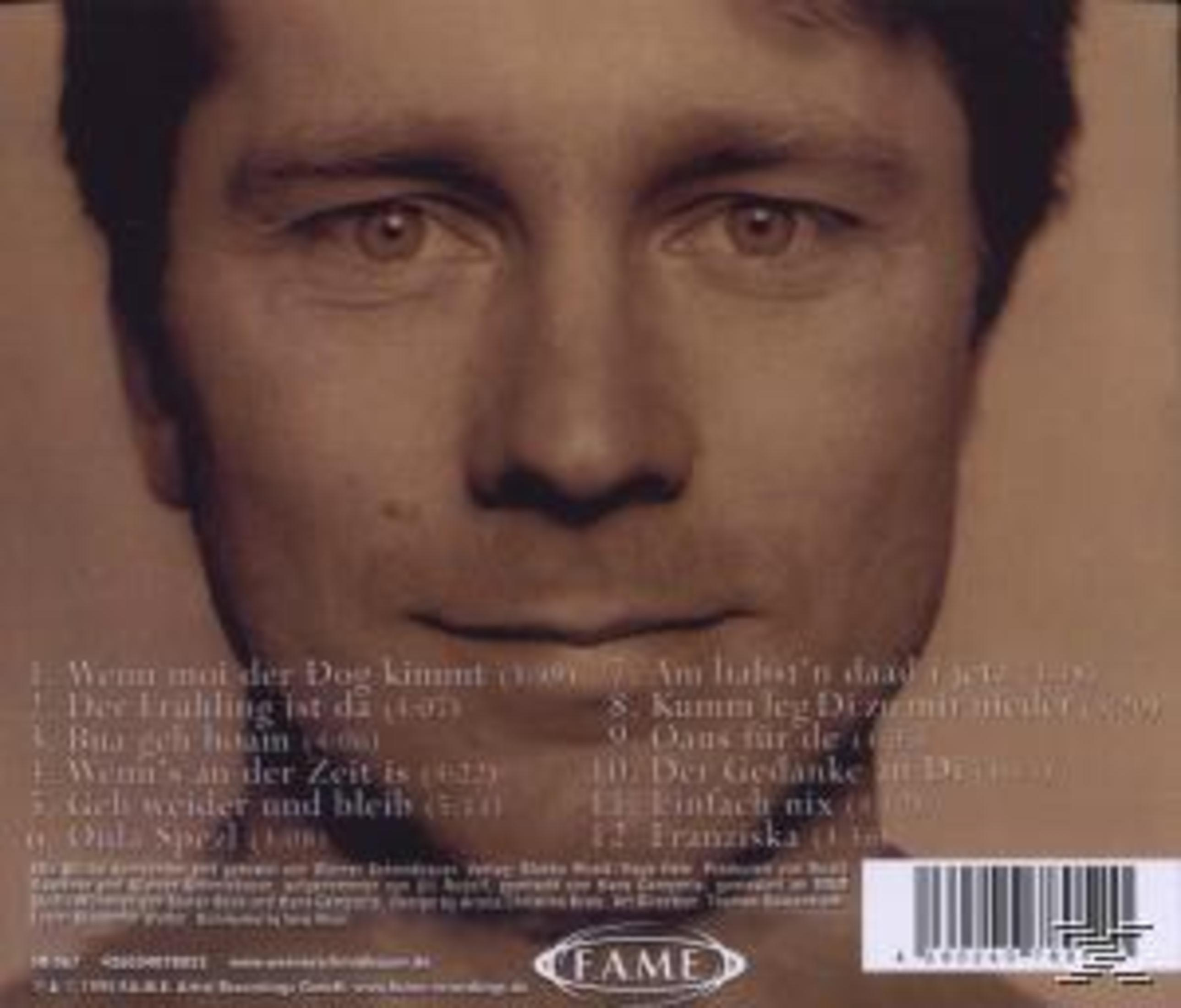 Nahaufnahme eines Mannes, dessen Gesicht das Cover ziert, mit Songtiteln, Barcode und dem Label FAME.