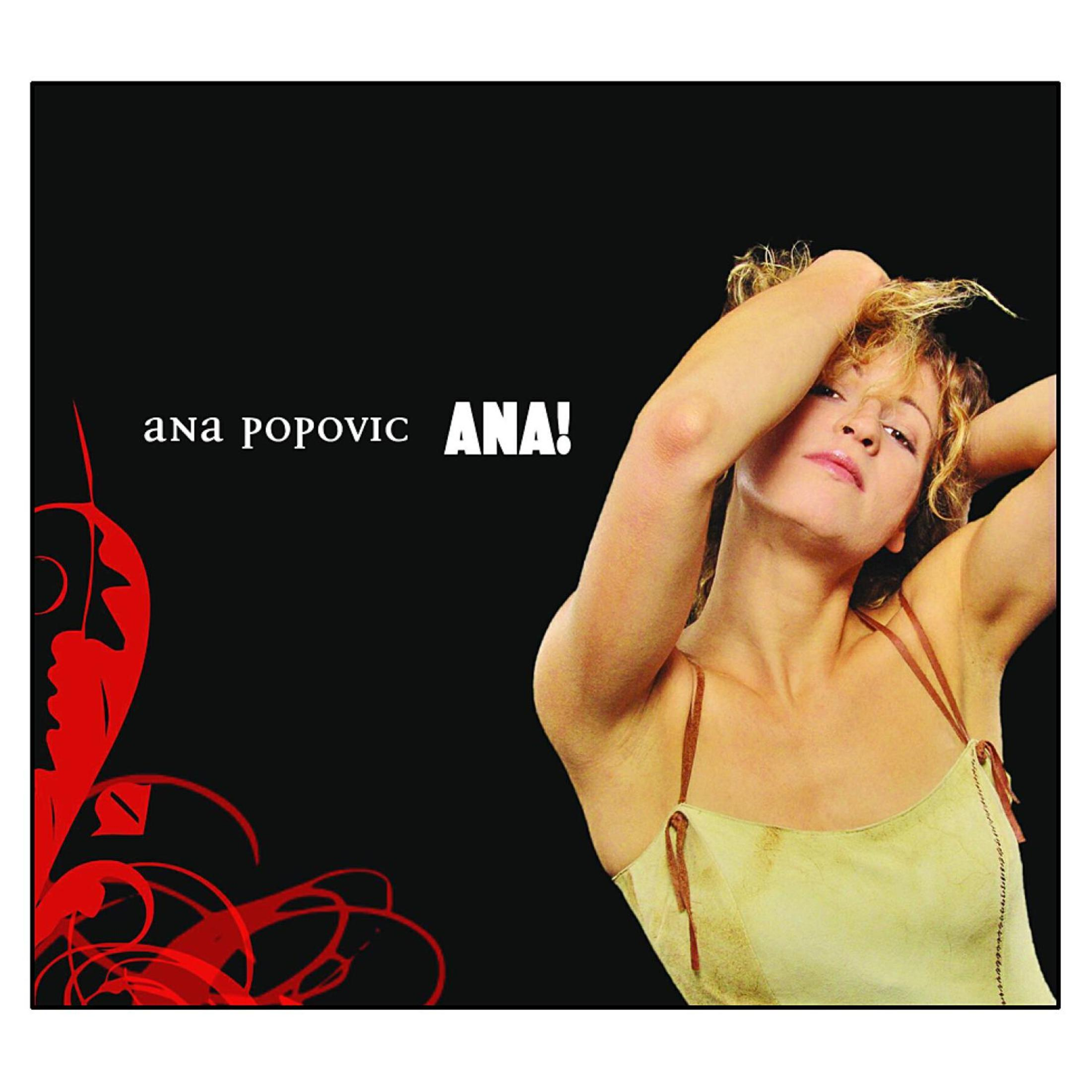 Albumcover mit Ana Popovic vor schwarzem Hintergrund, roter abstrakter Kunst und weißem Text.