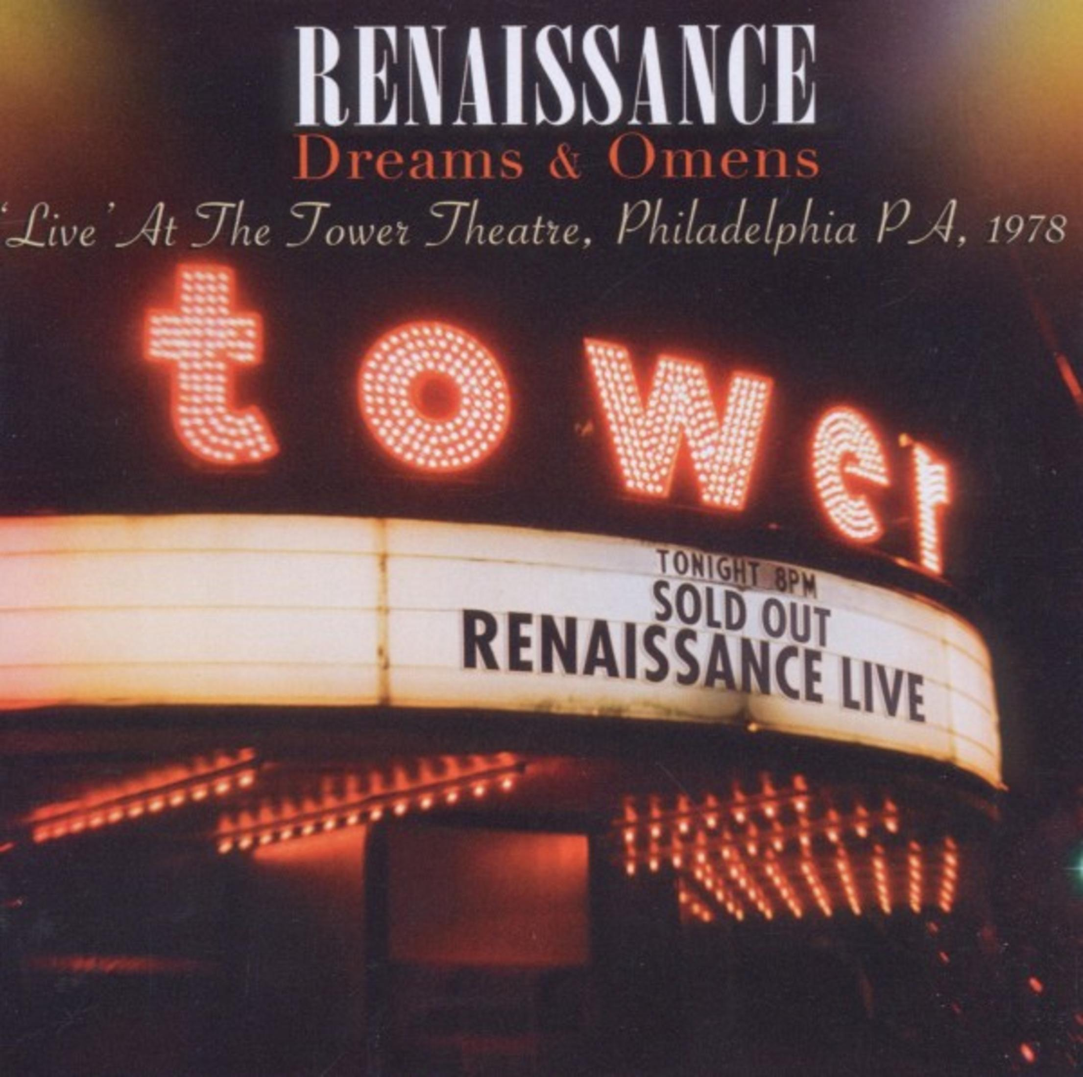 Beleuchtetes Schild des Tower Theatre mit der Aufschrift SOLD OUT RENAISSANCE LIVE.