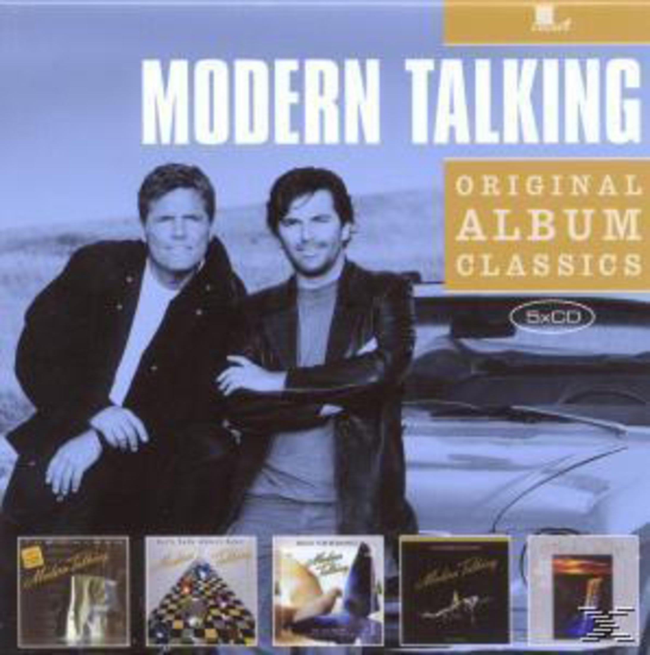 Albumcover für Modern Talking Original Album Classics mit den beiden Bandmitgliedern vor einem Auto.