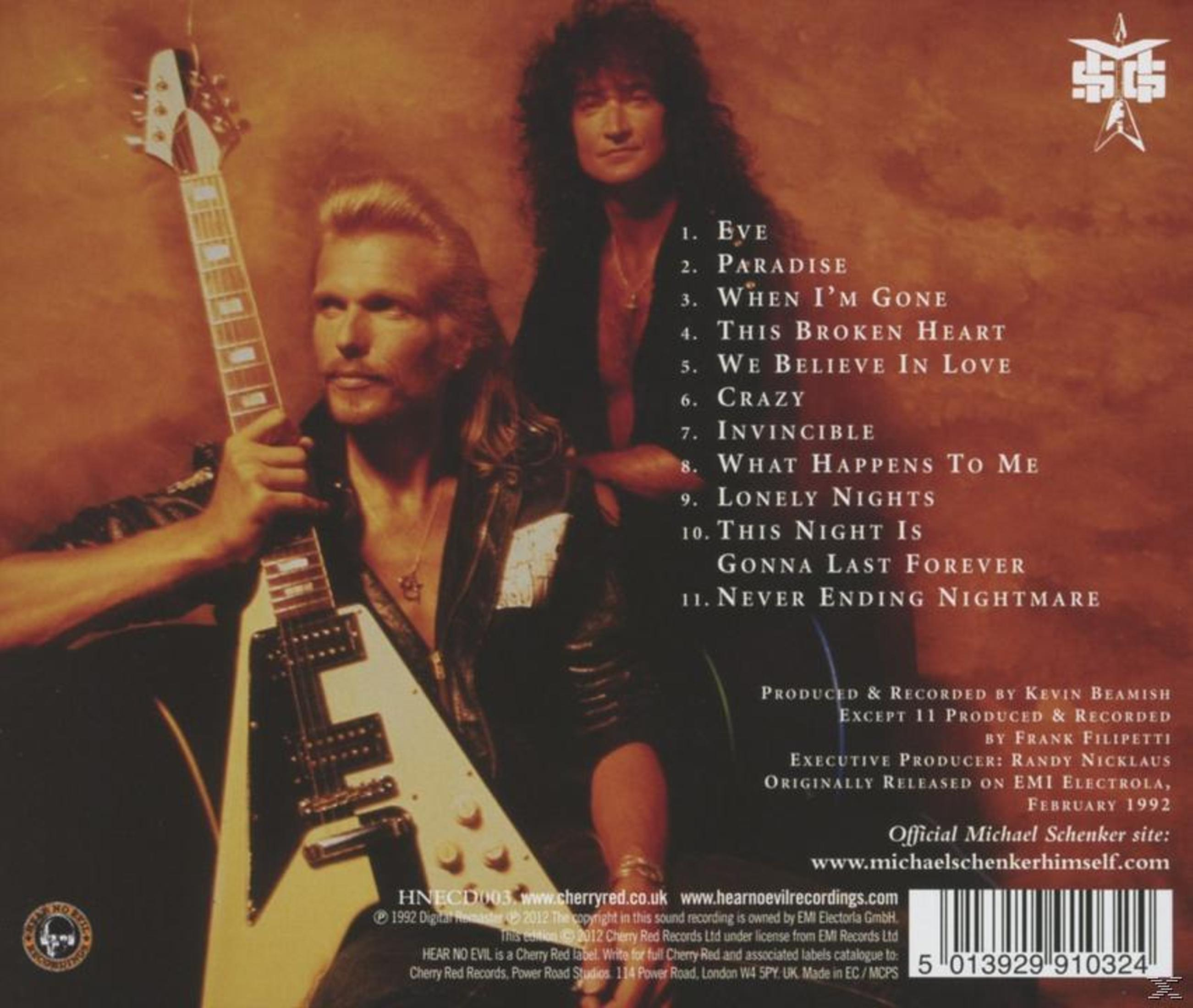 Rückseite einer Musik-CD mit zwei langhaarigen Musikern und einer weißen E-Gitarre sowie der Tracklist.