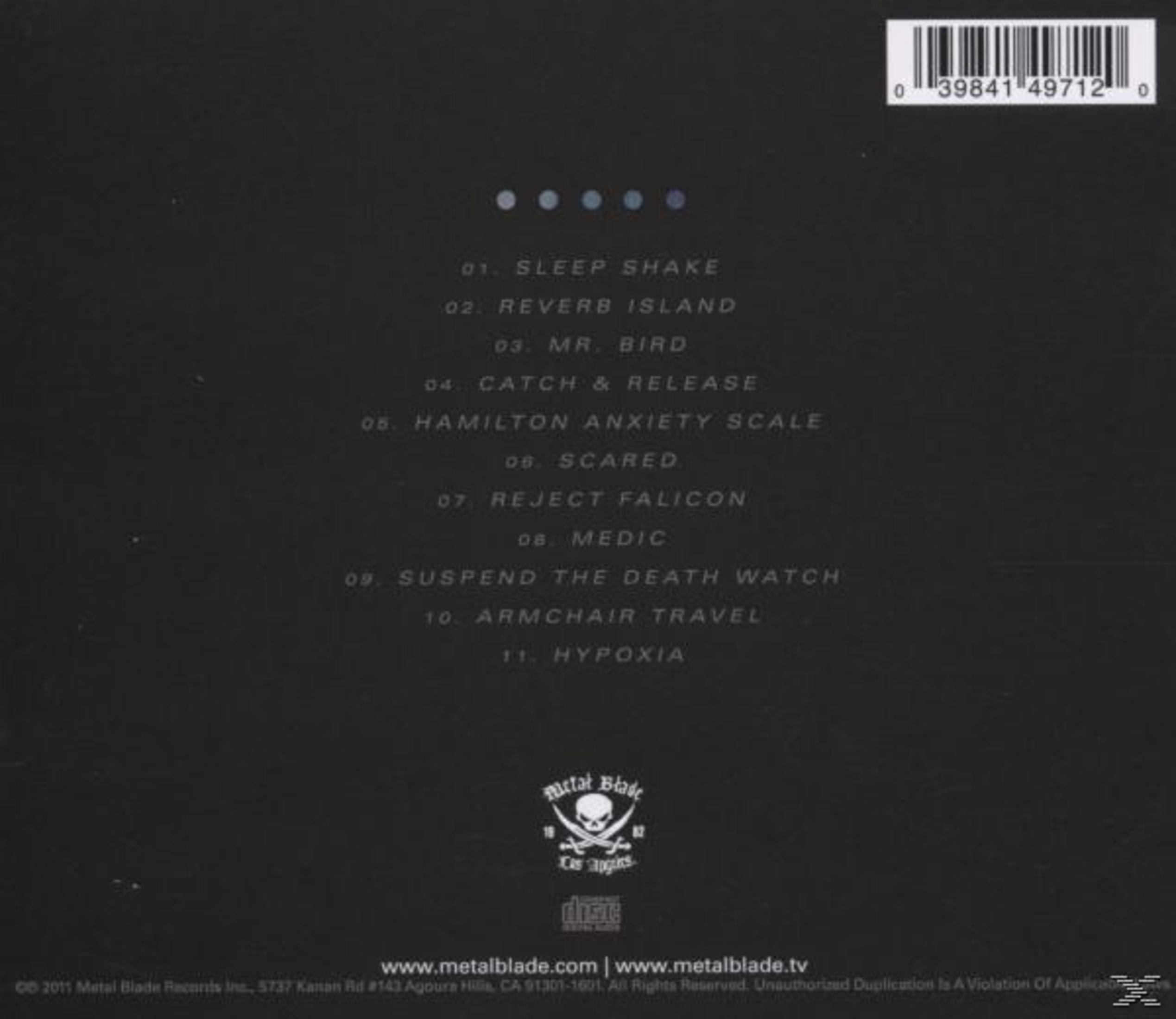 Rückseite einer CD-Hülle mit Titelliste, Barcode und Metal Blade Records Logo auf schwarzem Grund.
