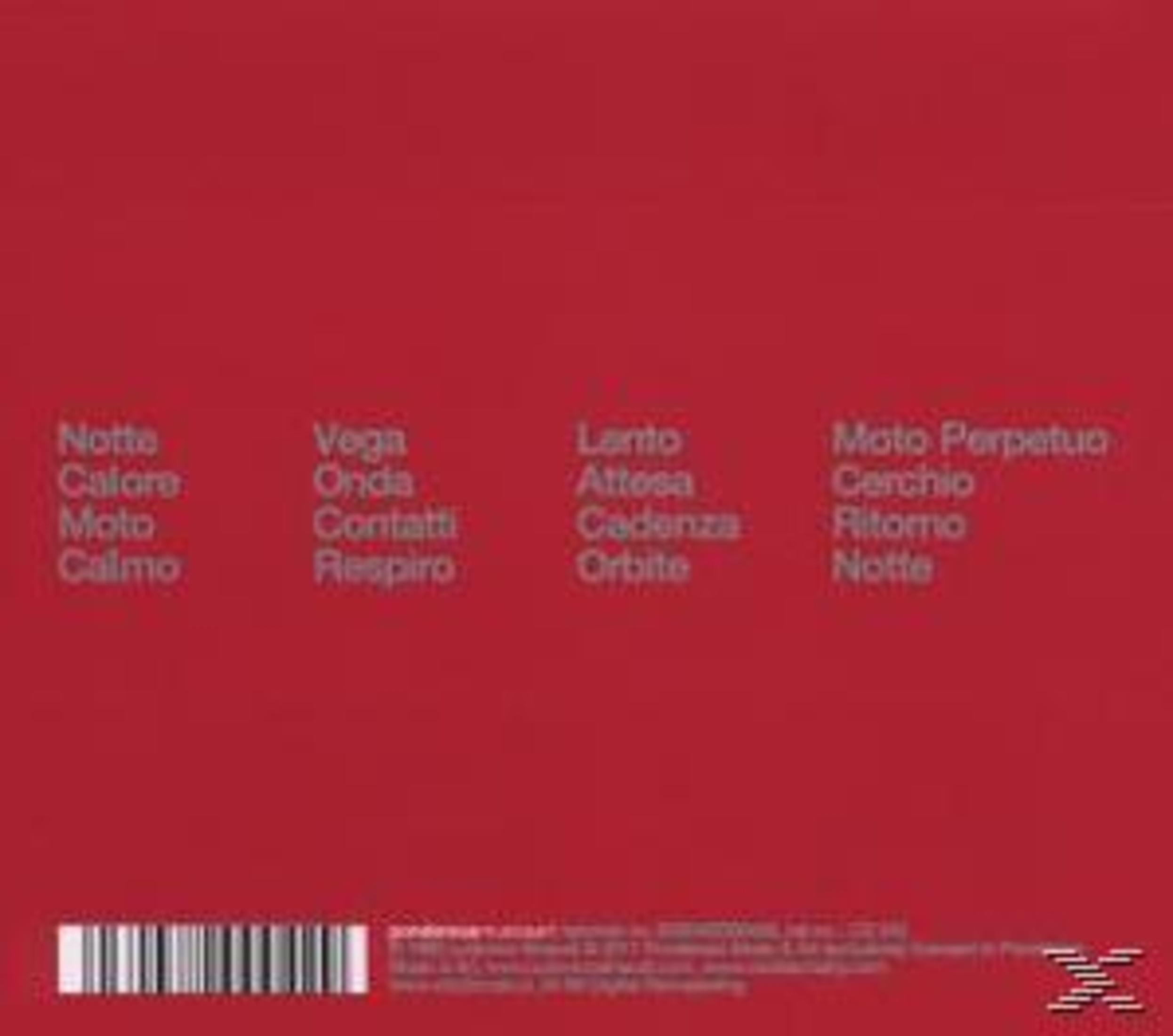 Roter Hintergrund mit vier grauen Textspalten und einem Barcode unten links.