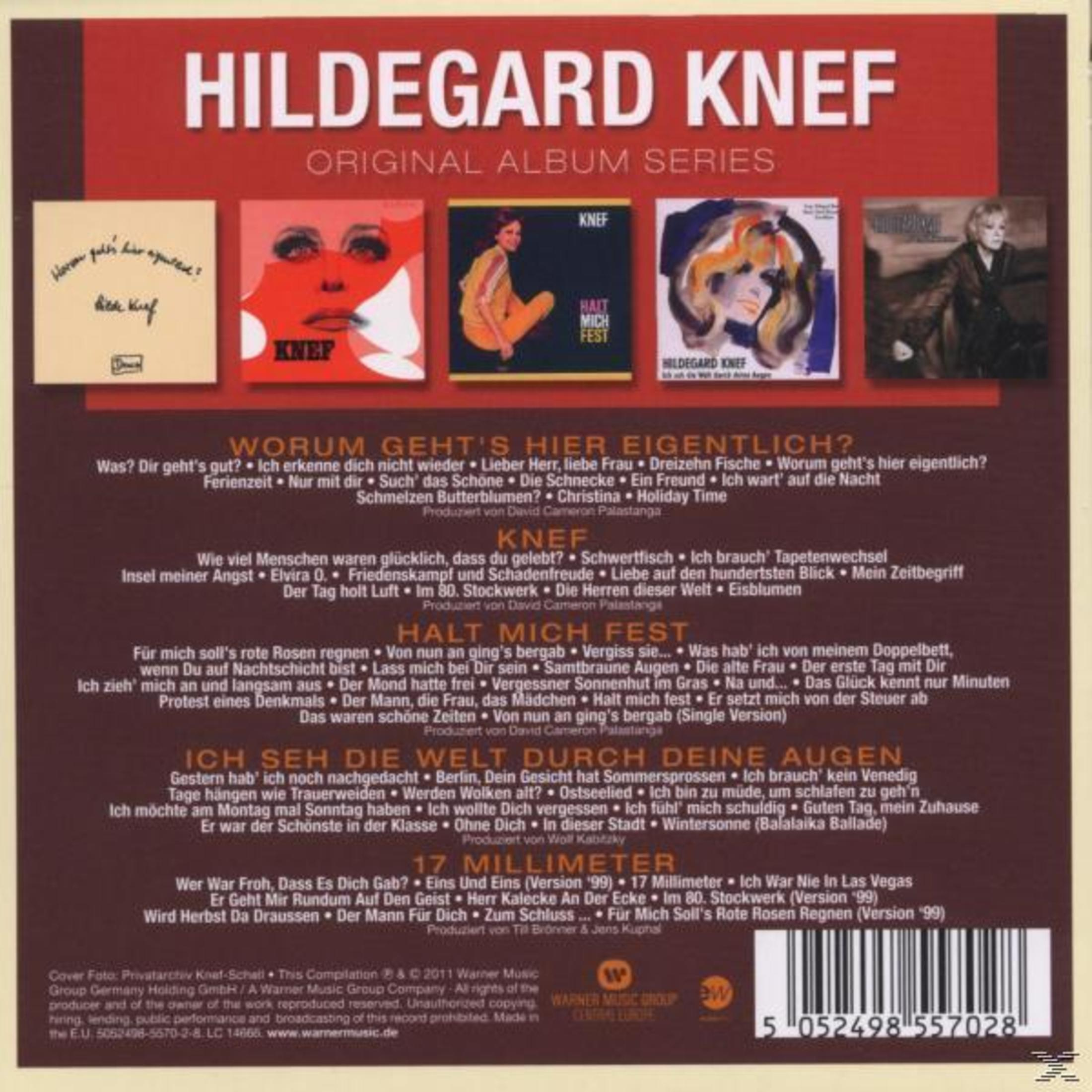 Rückseite des Hildegard Knef Original Album Series CD-Sets mit Tracklisten, Albumcovern und Barcode.