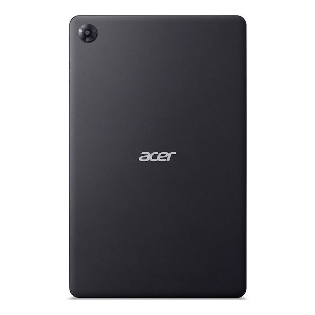 Rückseite eines schwarzen Acer-Tablets mit Kamera oben links und Acer-Logo in der Mitte.