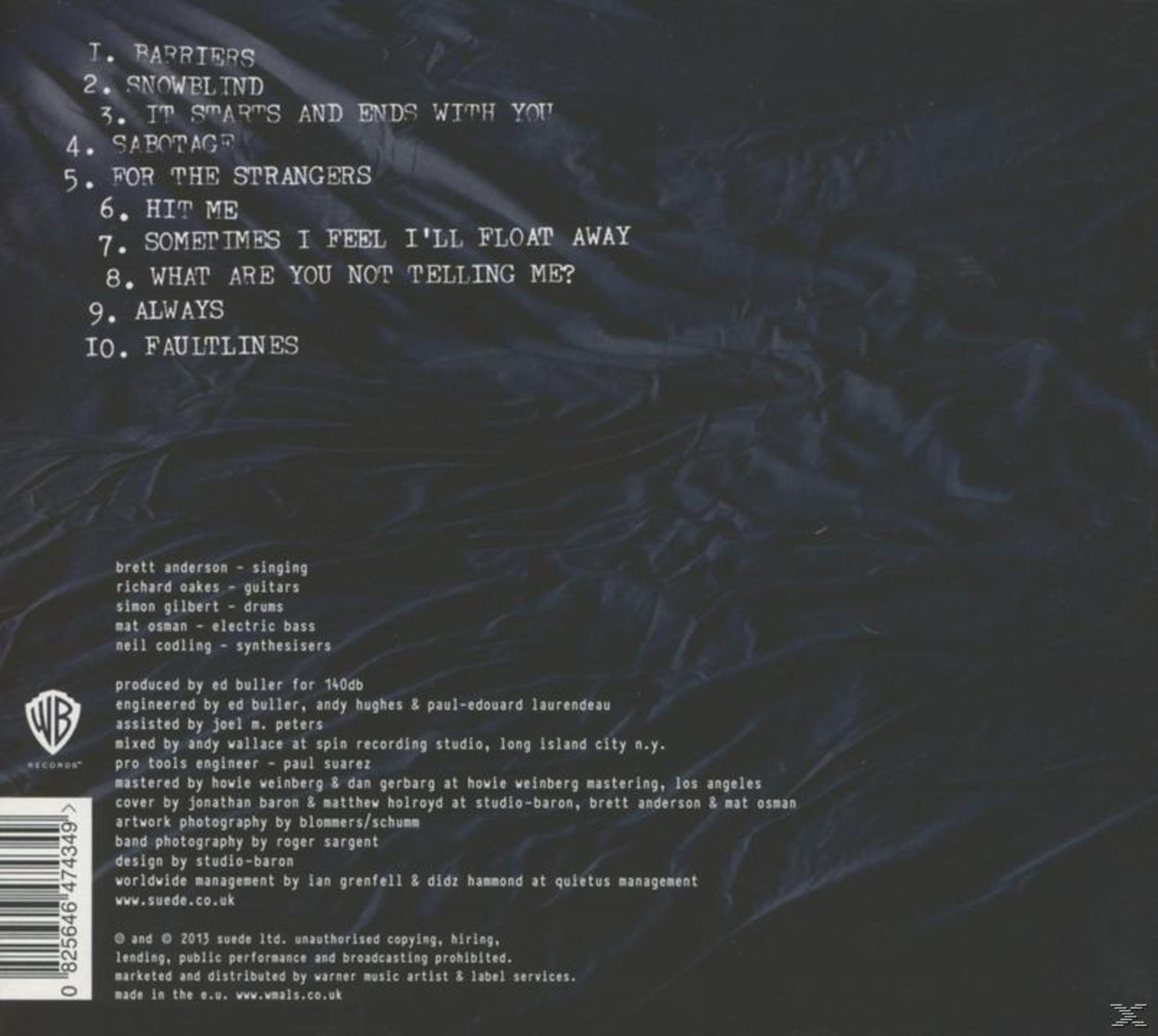 Rückseite einer Musik-CD mit Trackliste auf dunklem, zerknitterten Hintergrund und weißem Text.