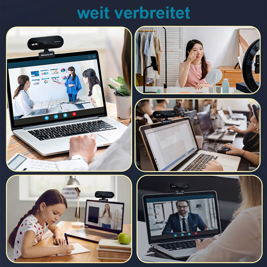 Eine Webkamera auf einem Laptop, verwendet für Videokonferenzen, Unterricht und Vlogging.