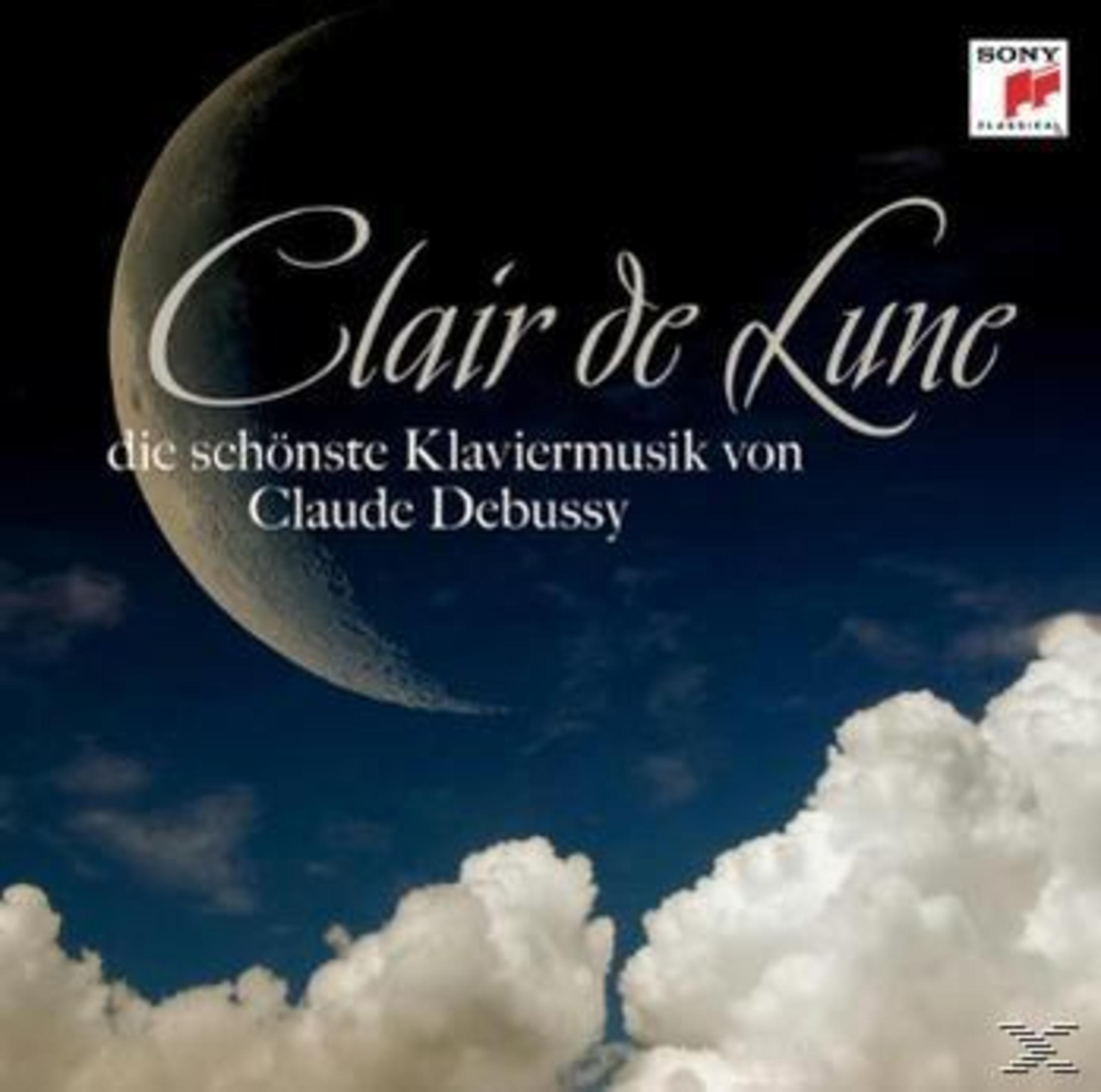 Albumbild für Clair de Lune von Claude Debussy mit Mondsichel über Wolken.