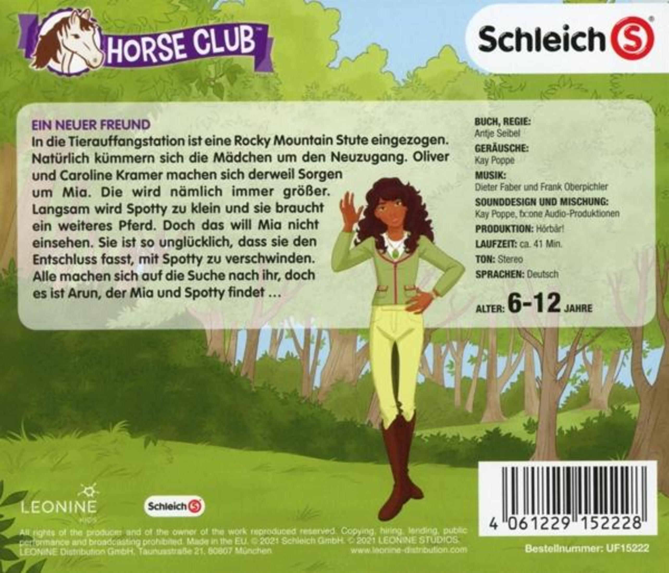 Schleich Horse Club Cover mit einem Mädchen im Wald, deutschem Text und Barcode.