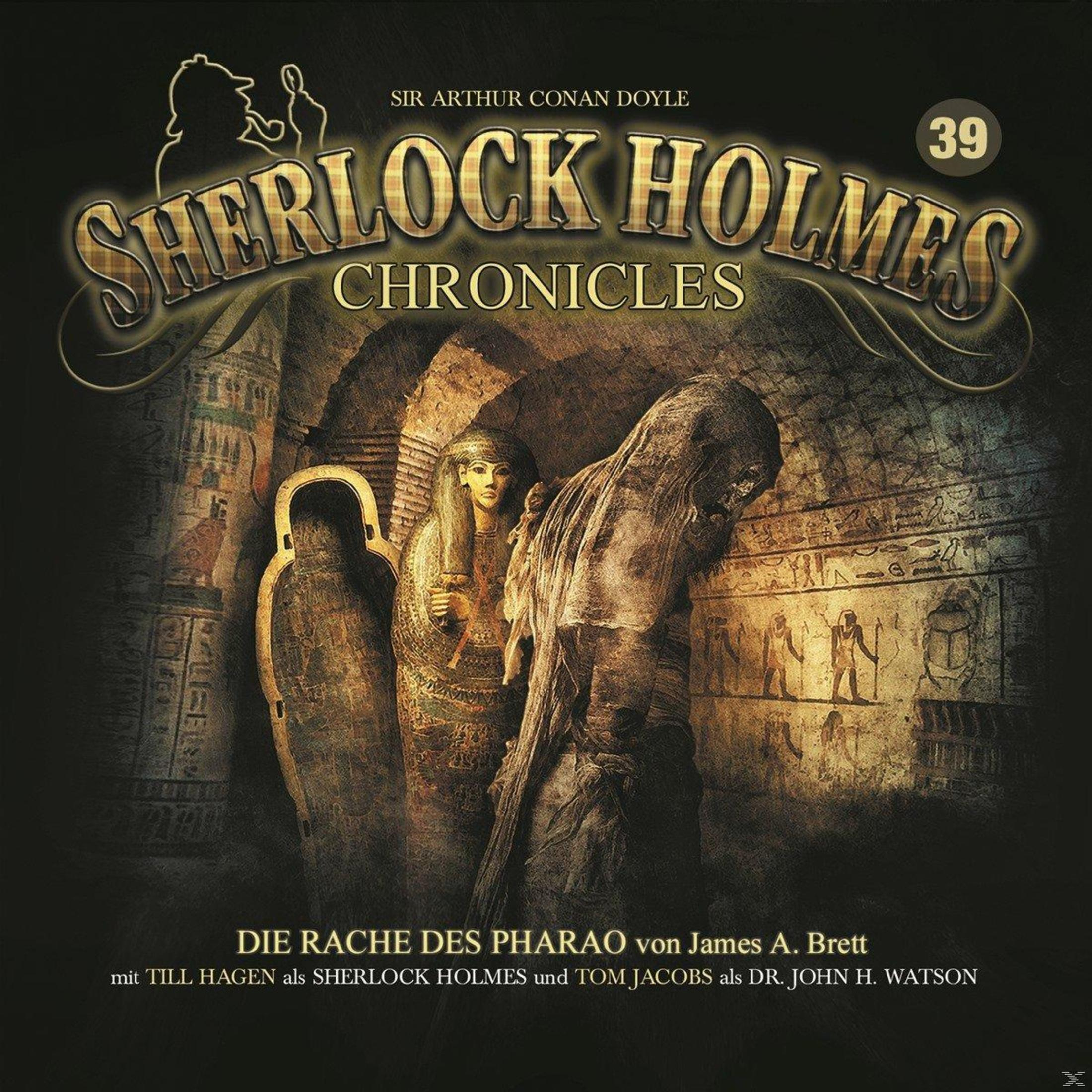 Cover von Sherlock Holmes Chronicles 39, mit Mumie und ägyptischen Wandgemälden im Hintergrund.