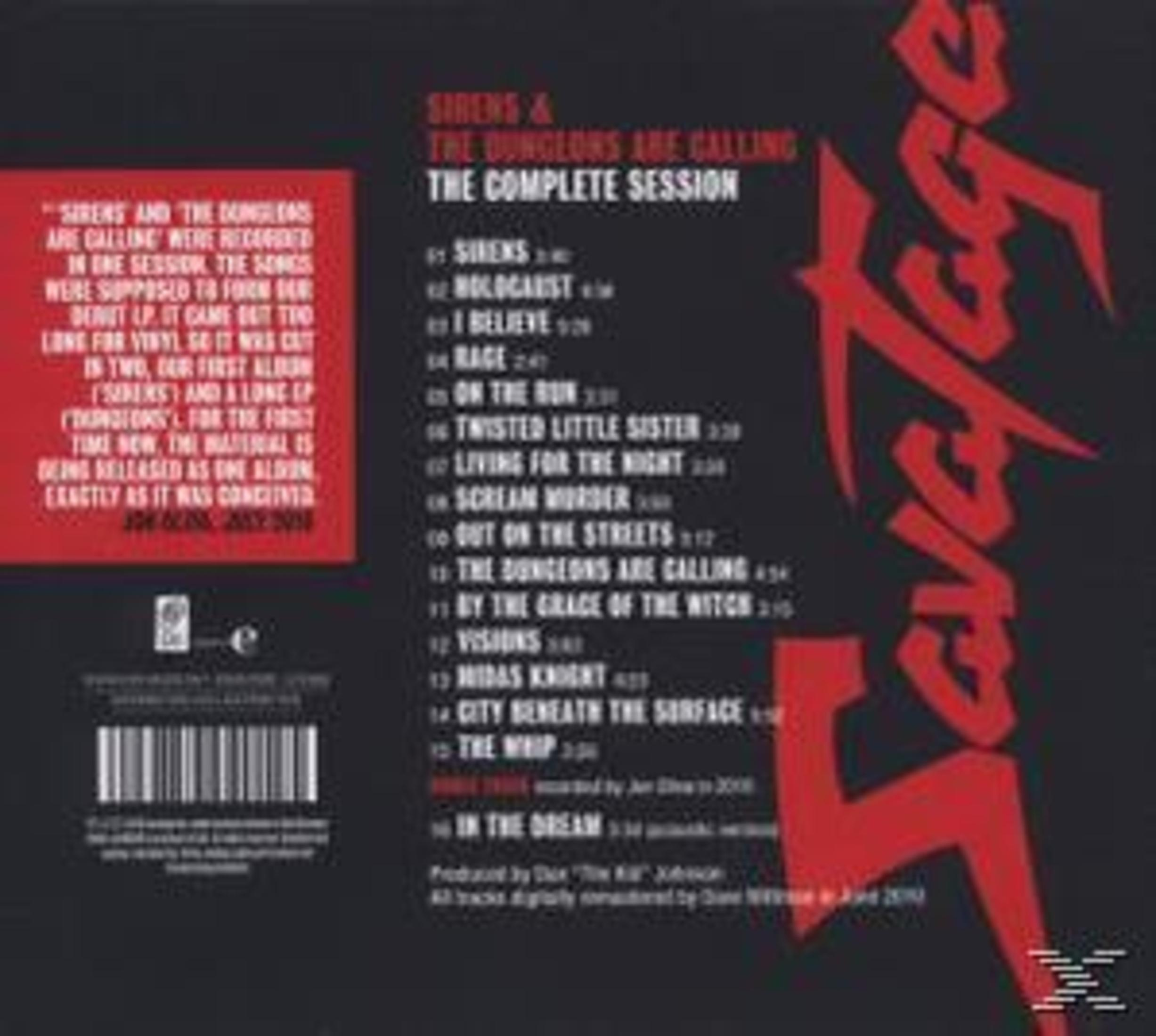 Rückseite des Savatage-Albums The Complete Session mit rotem und weißem Text auf schwarzem Hintergrund.
