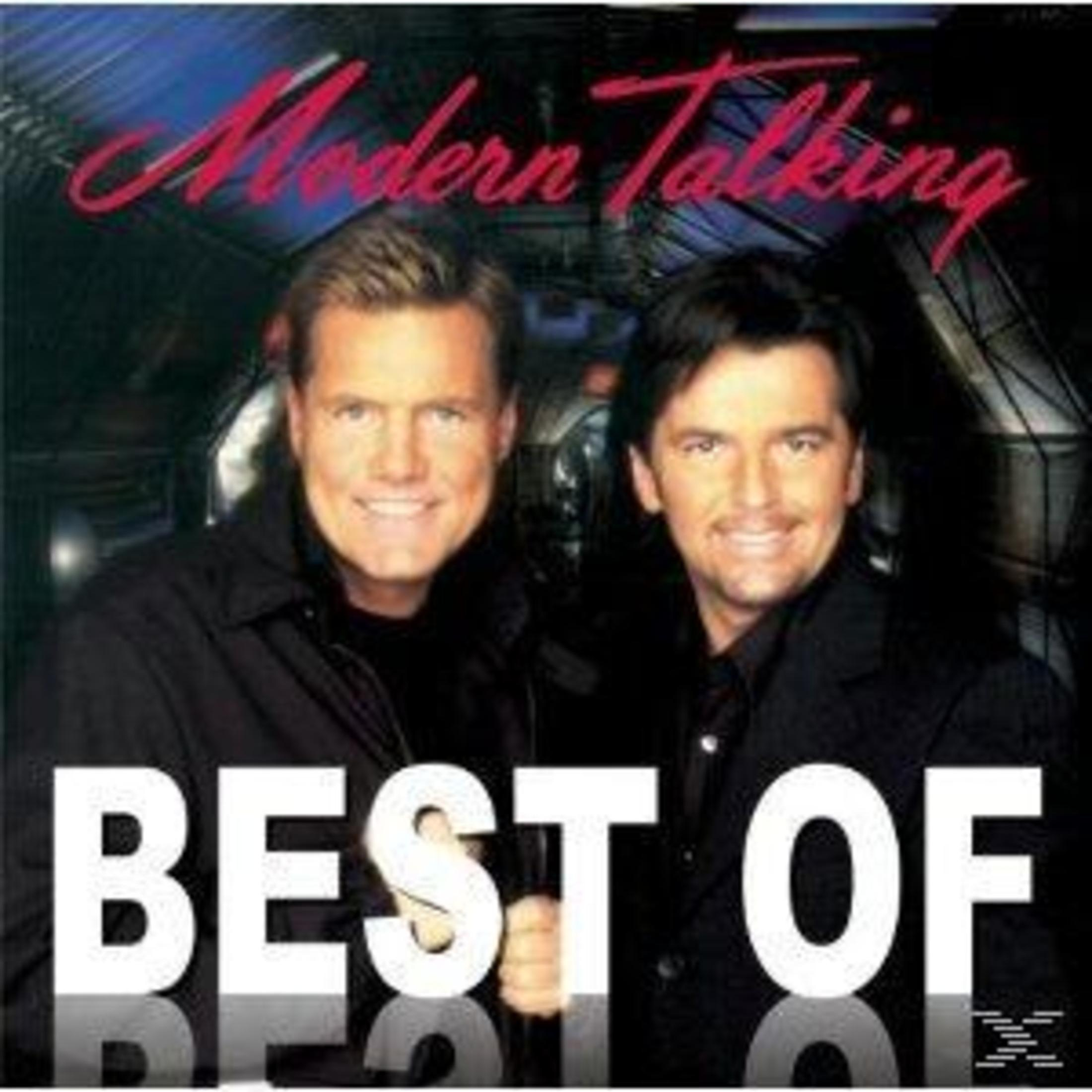 Albumcover der Band Modern Talking mit den beiden Mitgliedern vor einem dunklen Hintergrund und der Aufschrift Best Of.