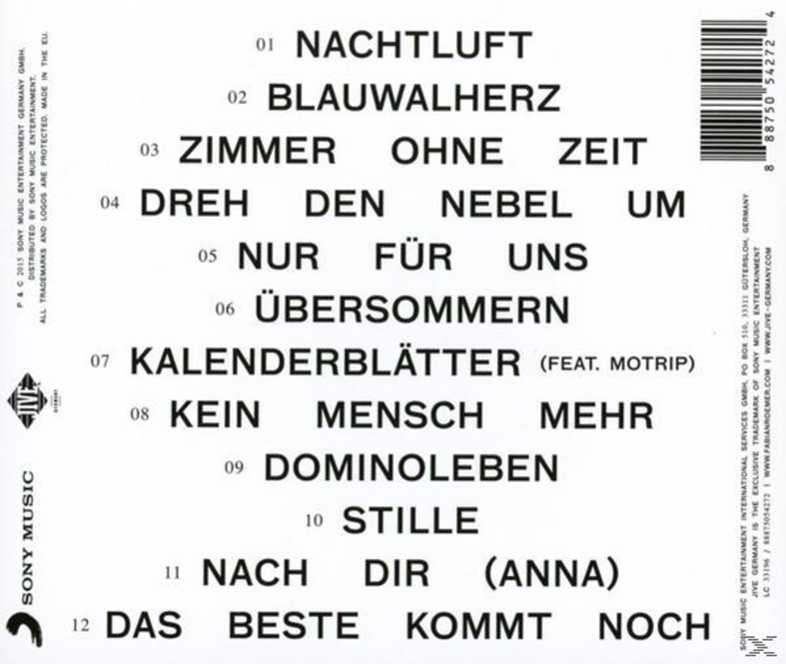 Rückseite einer CD-Hülle mit schwarzer Trackliste auf weißem Grund und Barcode.